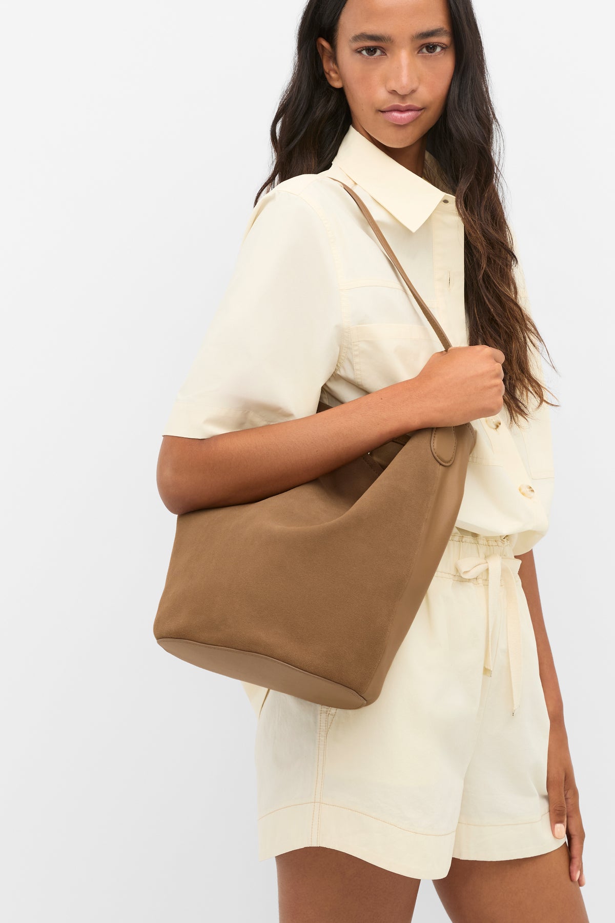 Spliced Leather Tote