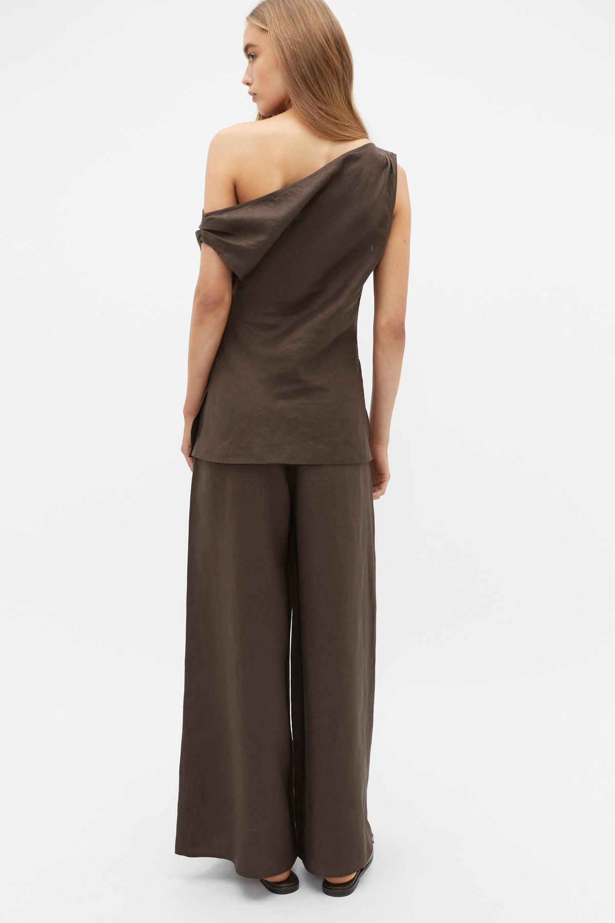 Linen Draped Shoulder Top