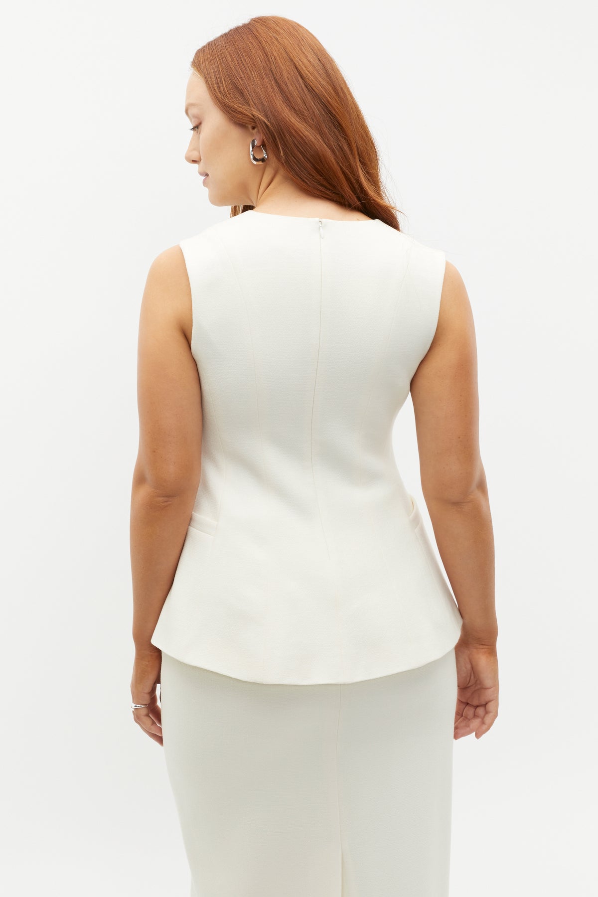 Wool Crepe V Neck Top