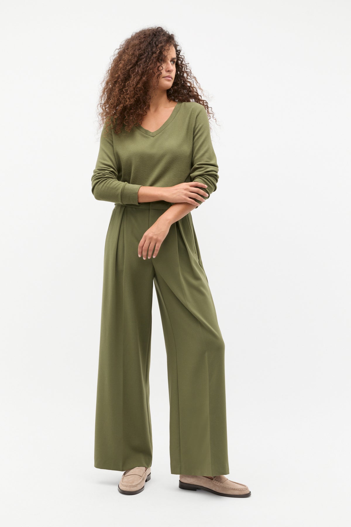 Supersoft Waffle V Neck Top