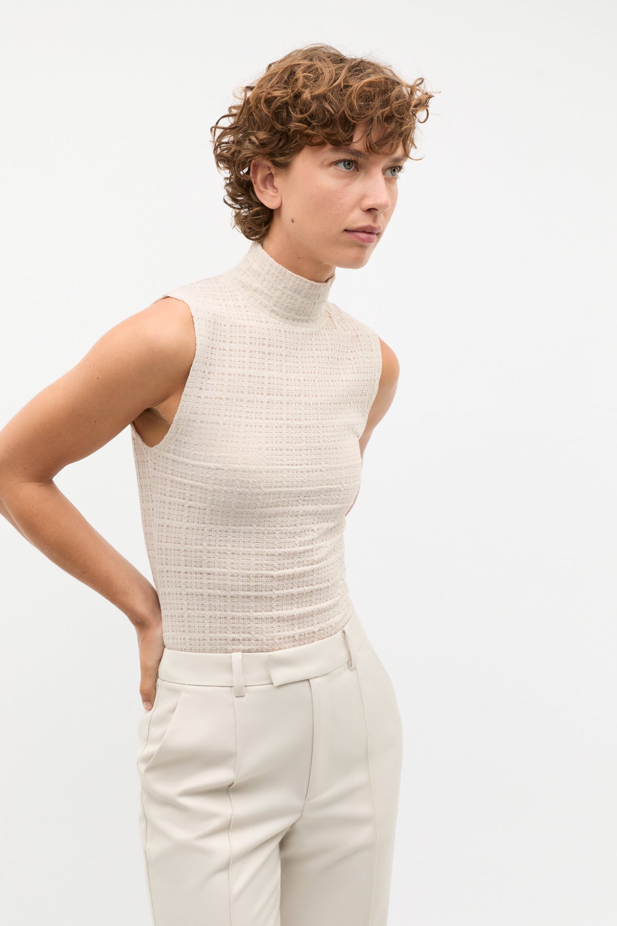 Textured Mock Neck Tank