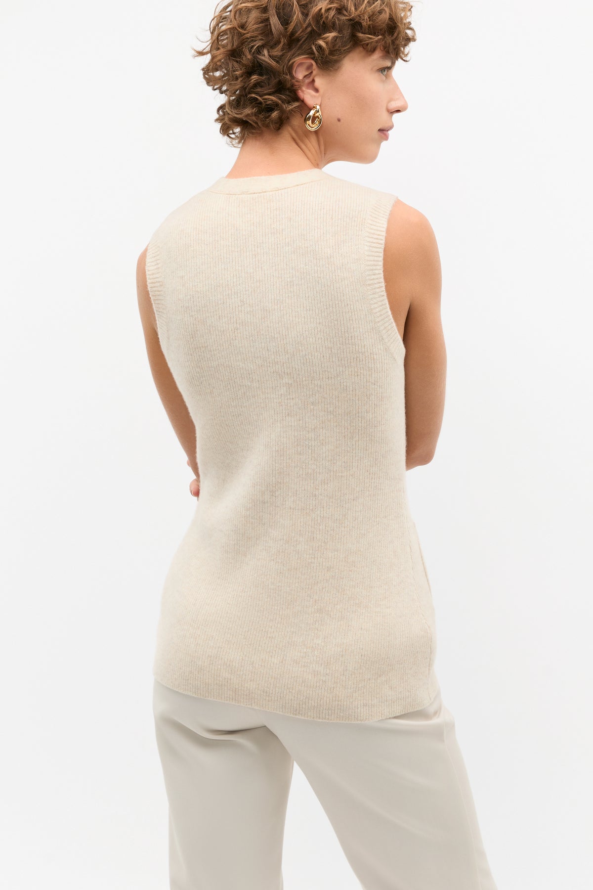 Merino Wool V Neck Button Vest