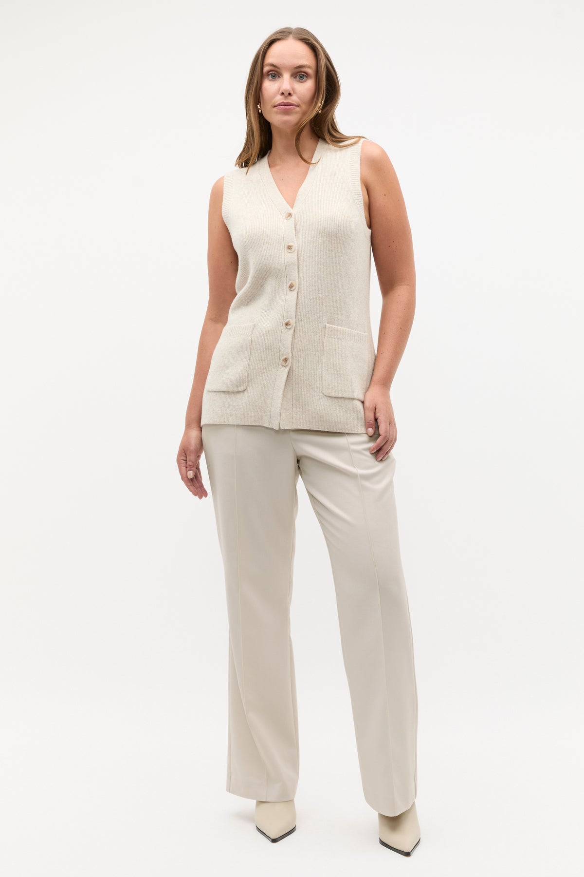 Merino Wool V Neck Button Vest