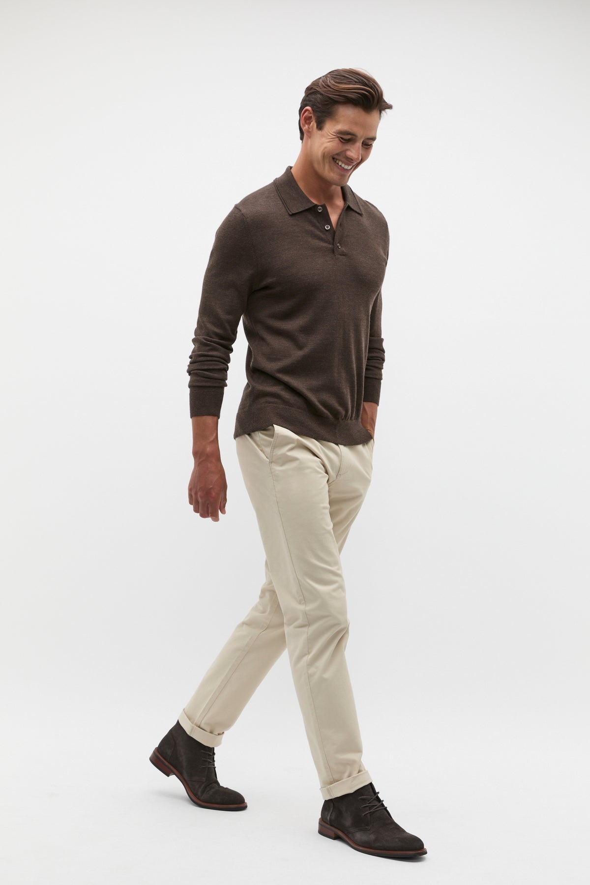 Merino Wool Long Sleeve Polo