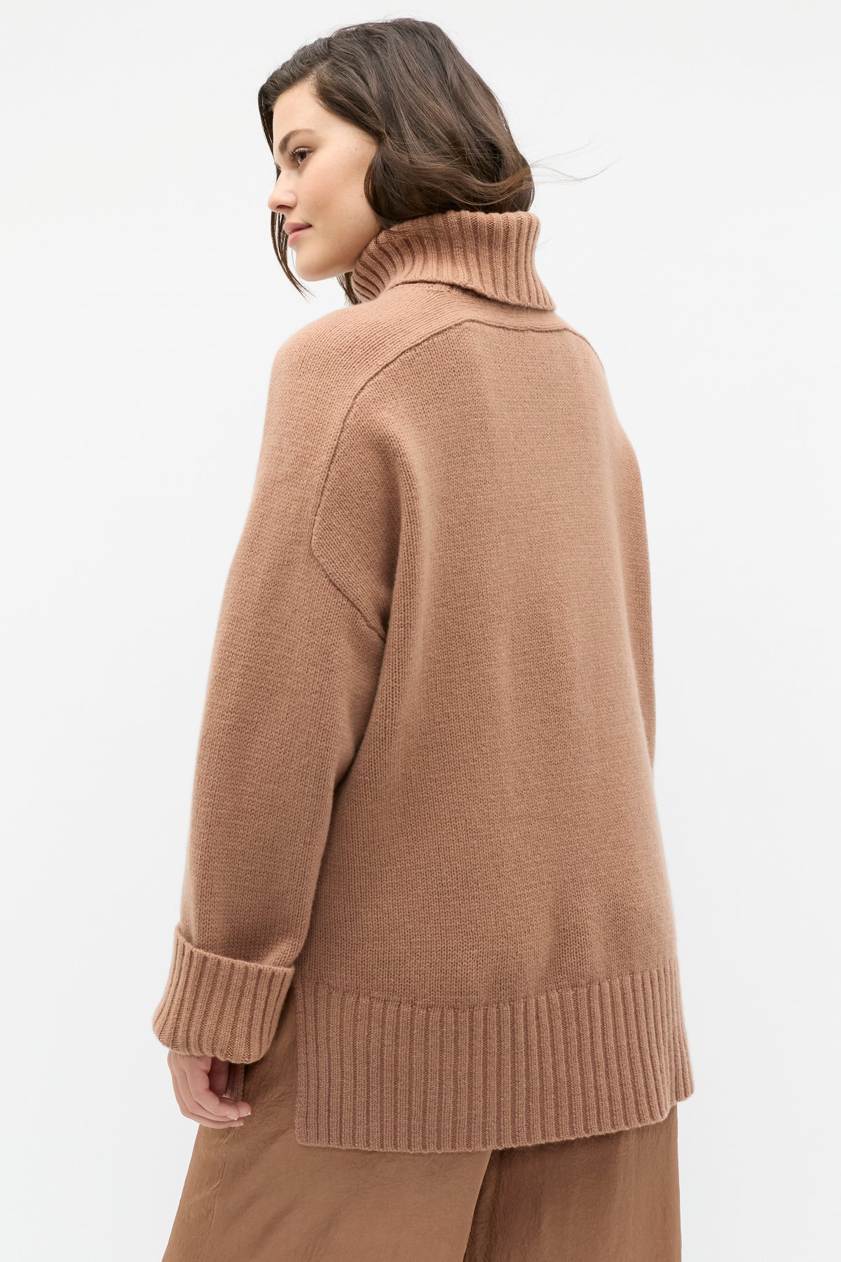 Merino Wool Roll Neck Side Split Knit