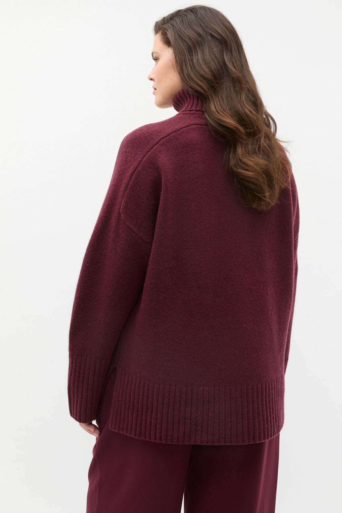 Merino Wool Roll Neck Side Split Knit