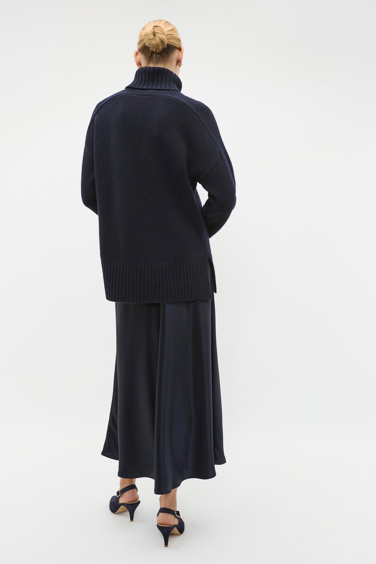 Merino Wool Roll Neck Side Split Knit