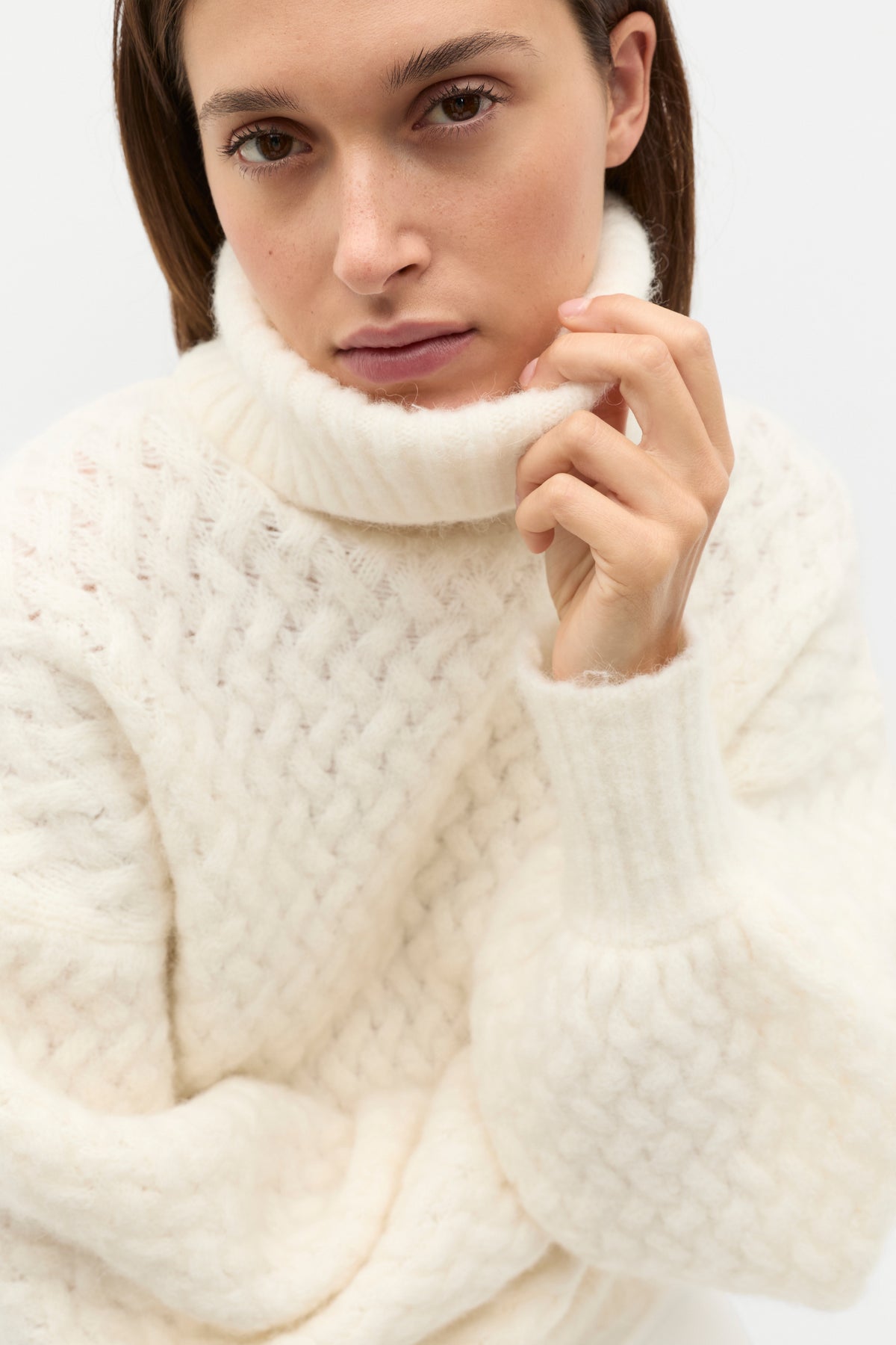 Lofty Textured Roll Neck Knit