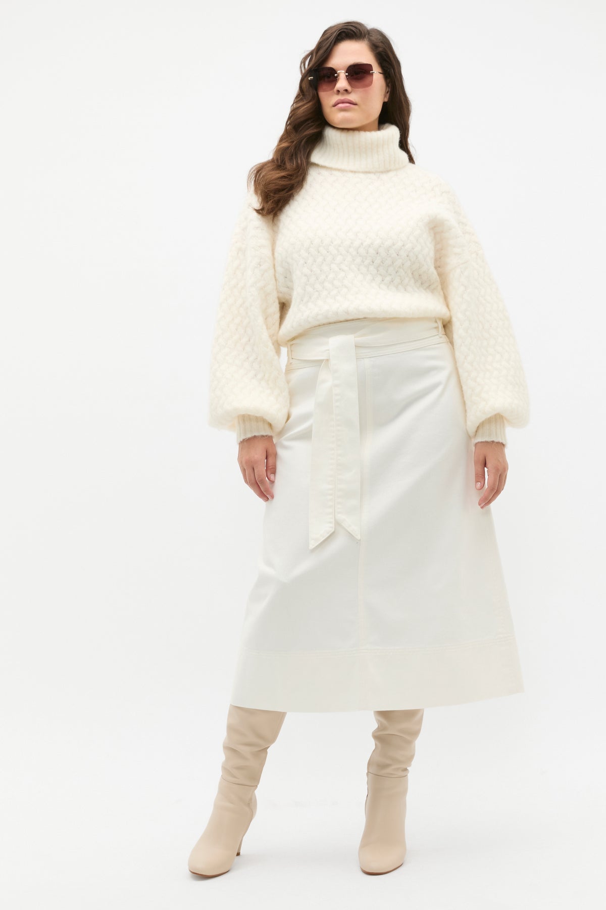 Lofty Textured Roll Neck Knit