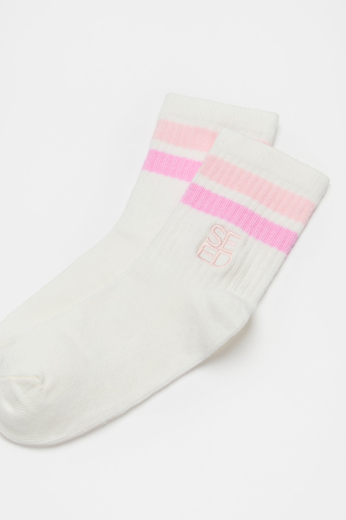 Stripe Embroidered Sock