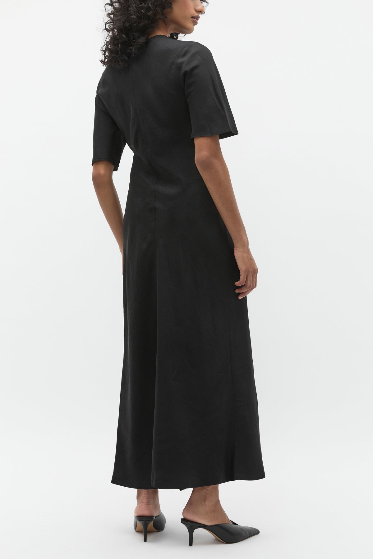 Crinkle Satin Wrap Dress