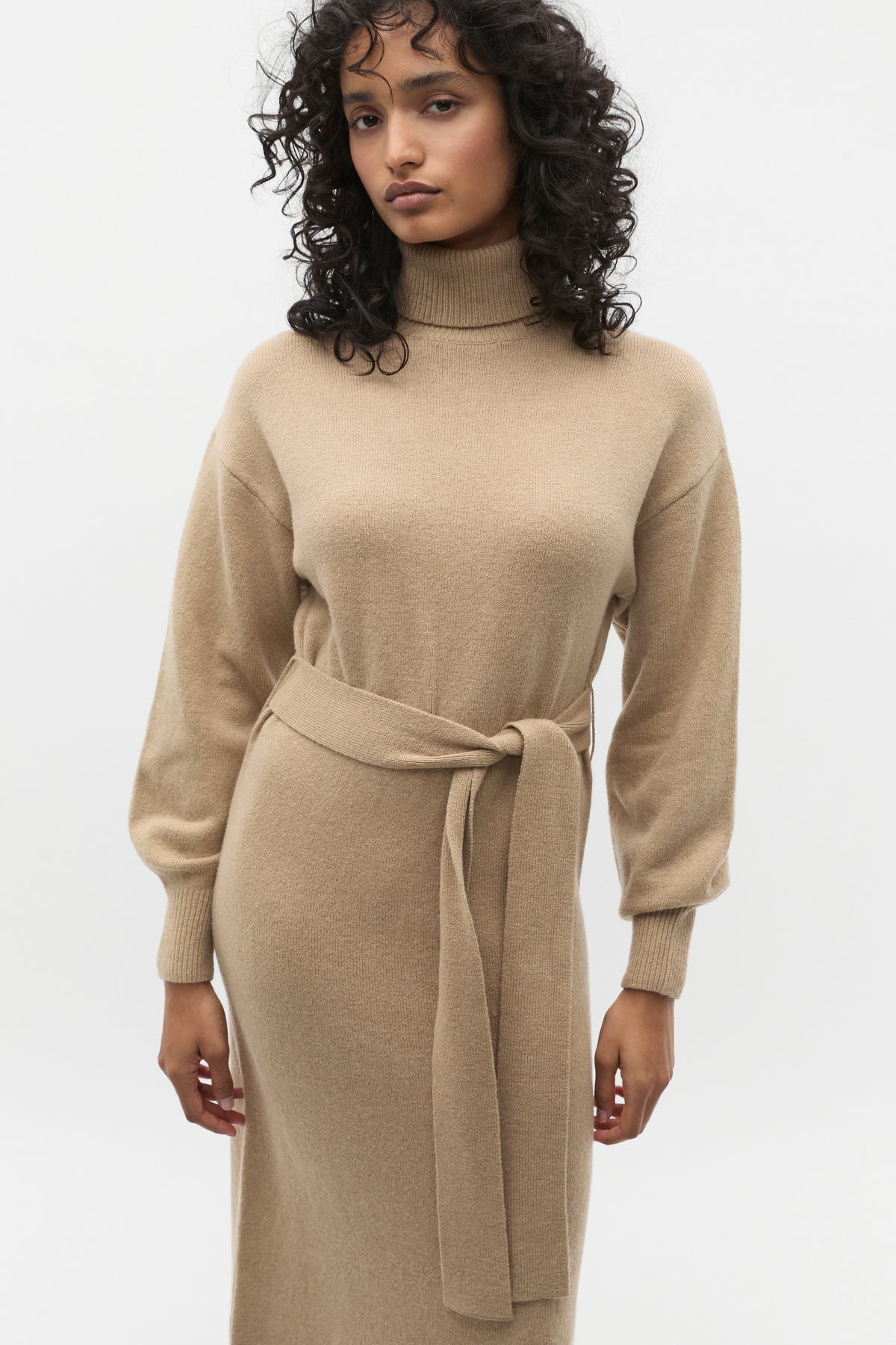marle knit dress Tie Midi | Rye Embellishment:Glittering Accents