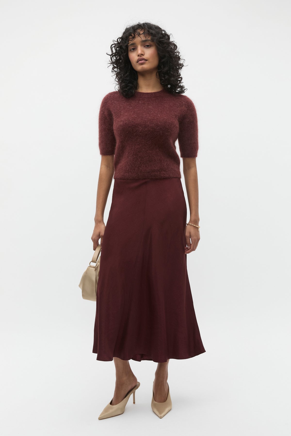 Crinkle Satin Skirt