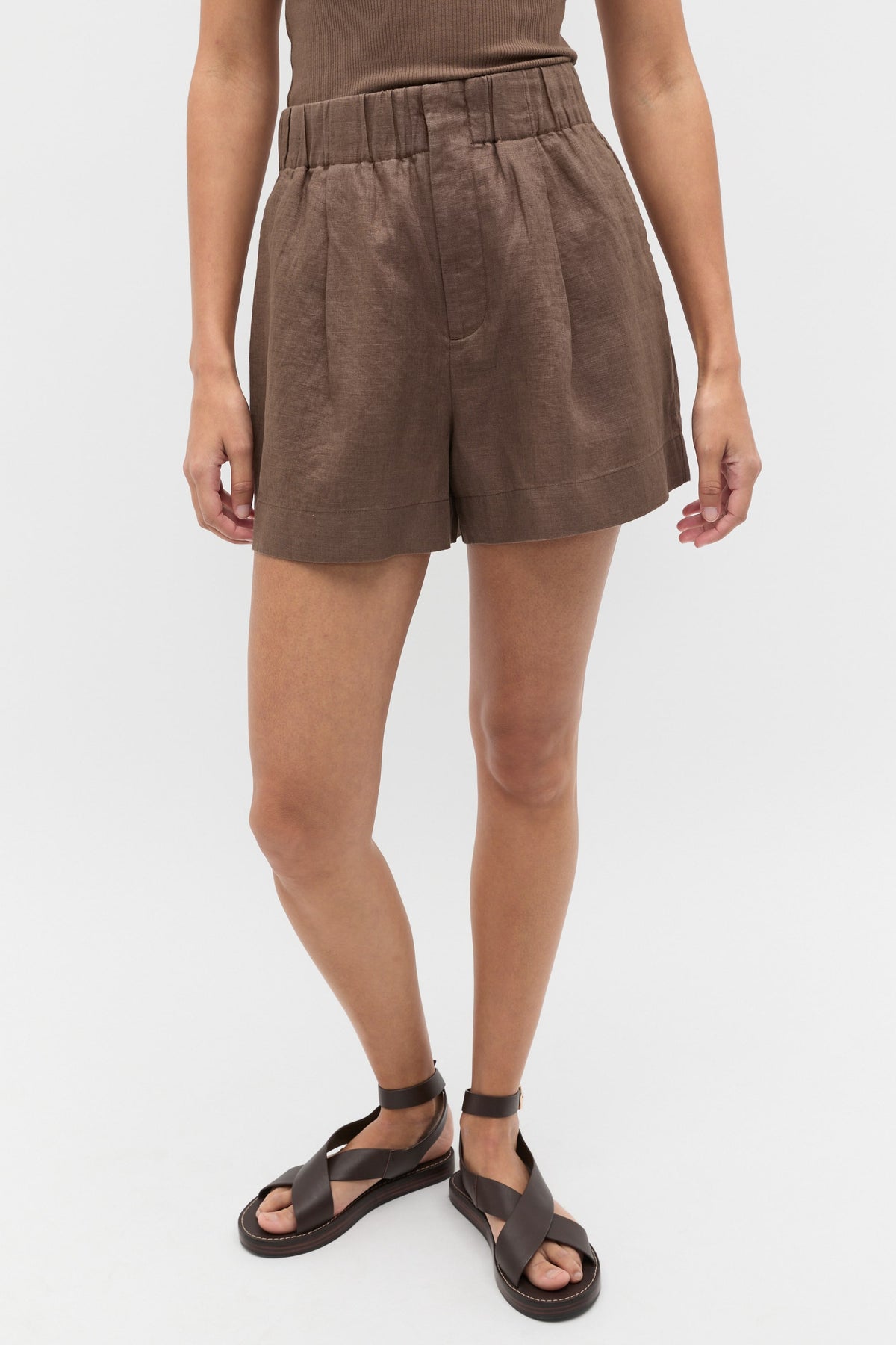Core Linen Gathered Palazzo Short