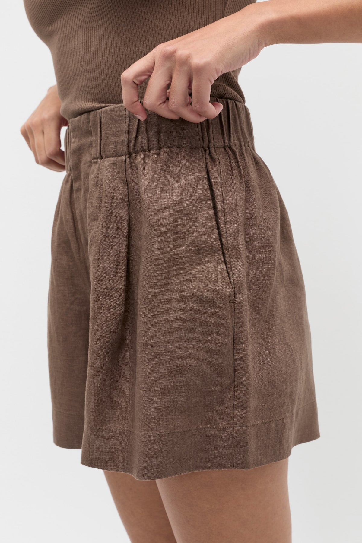 Core Linen Gathered Palazzo Short
