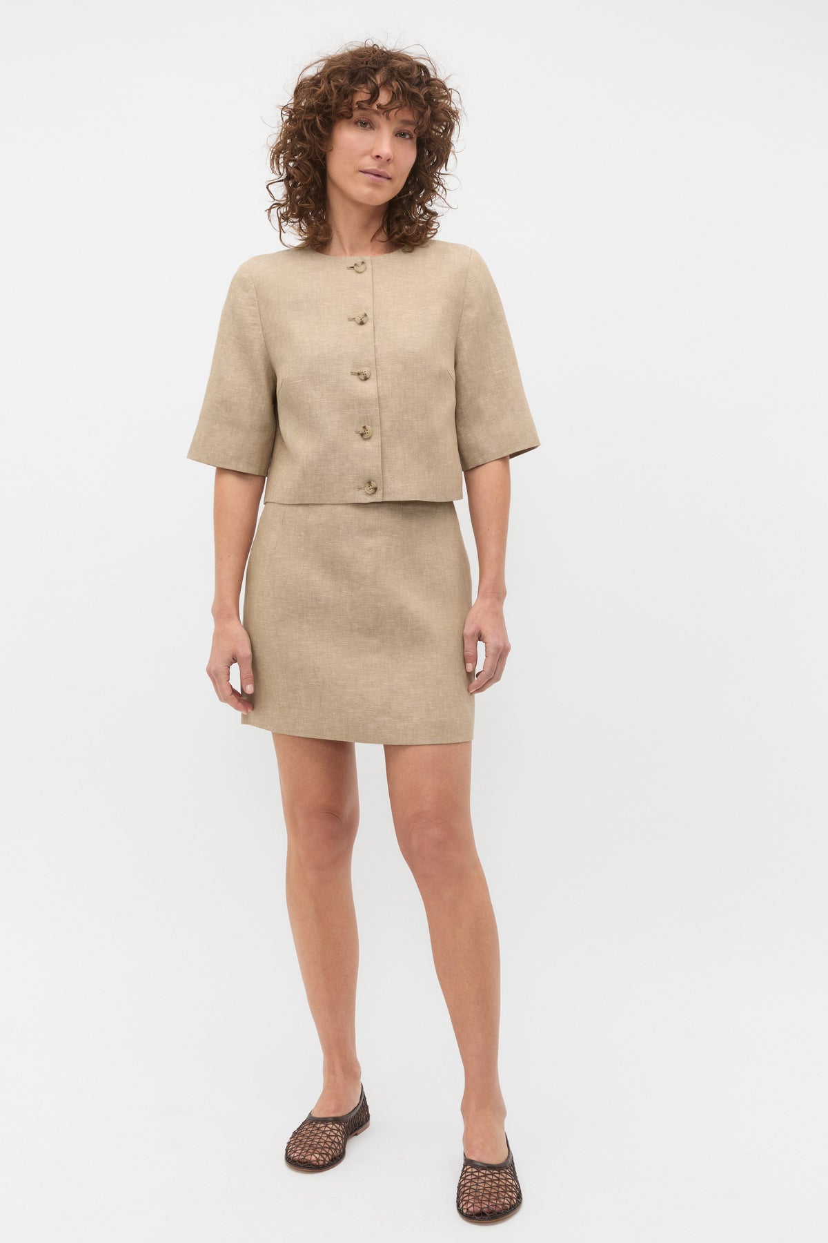 Linen Crossdye Mini Skirt
