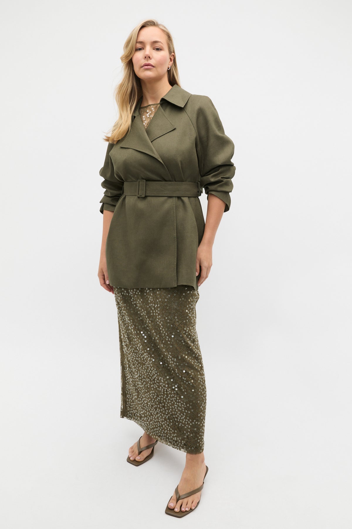 Linen Crop Trench Coat