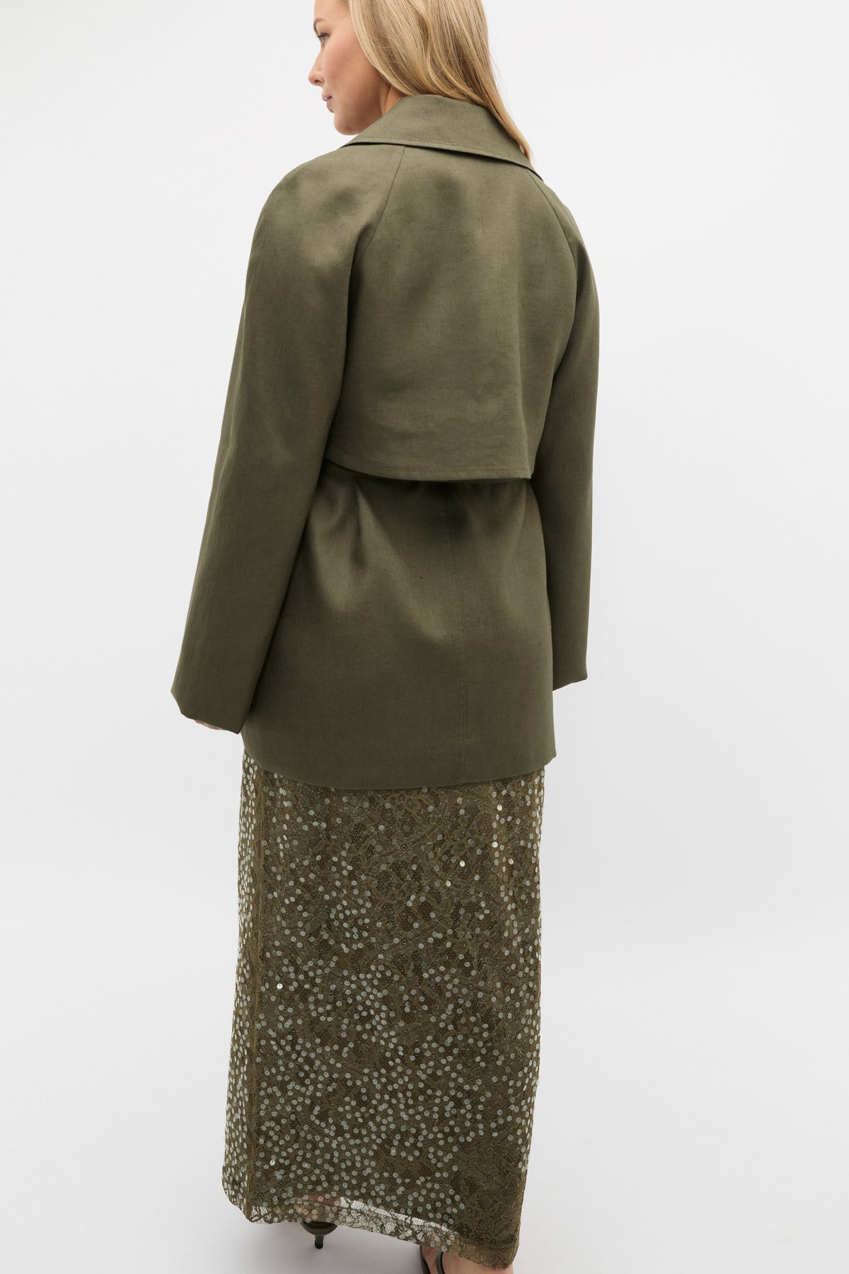 Linen Crop Trench Coat
