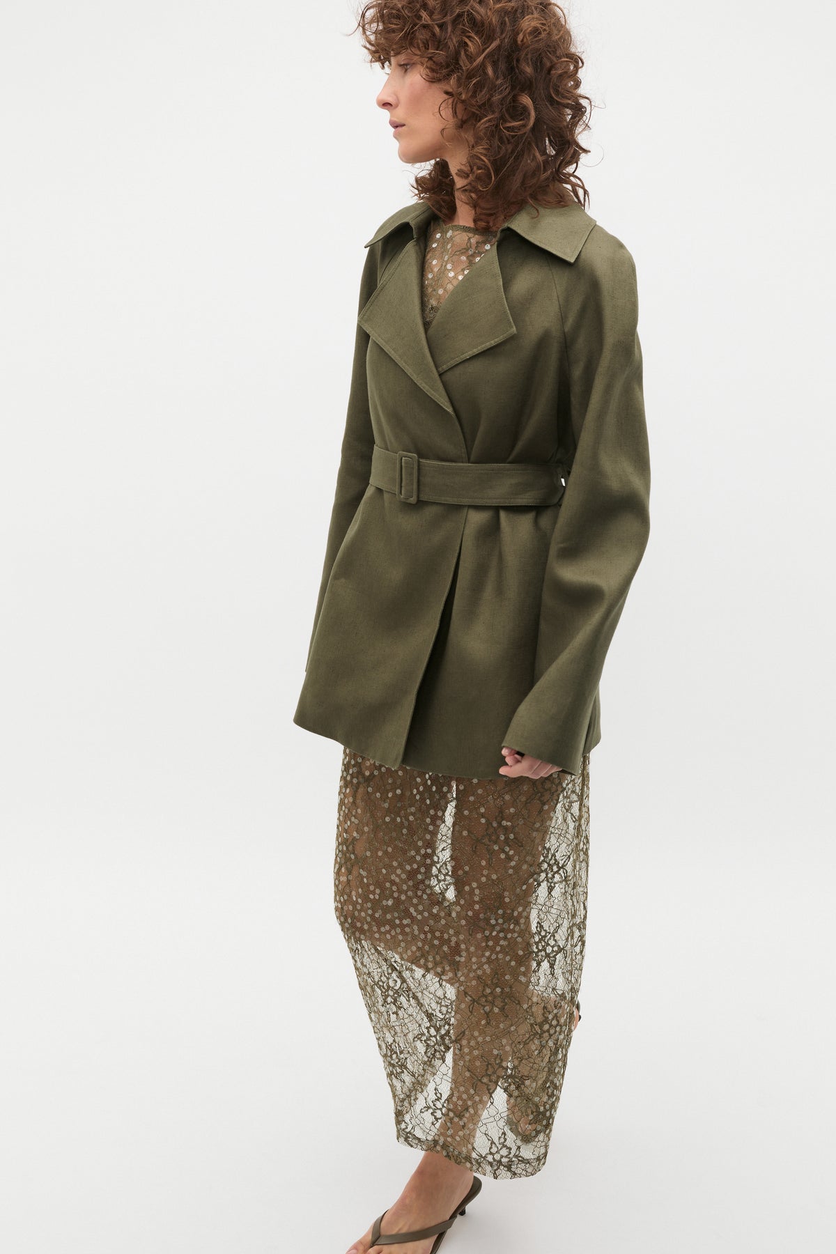 Linen Crop Trench Coat