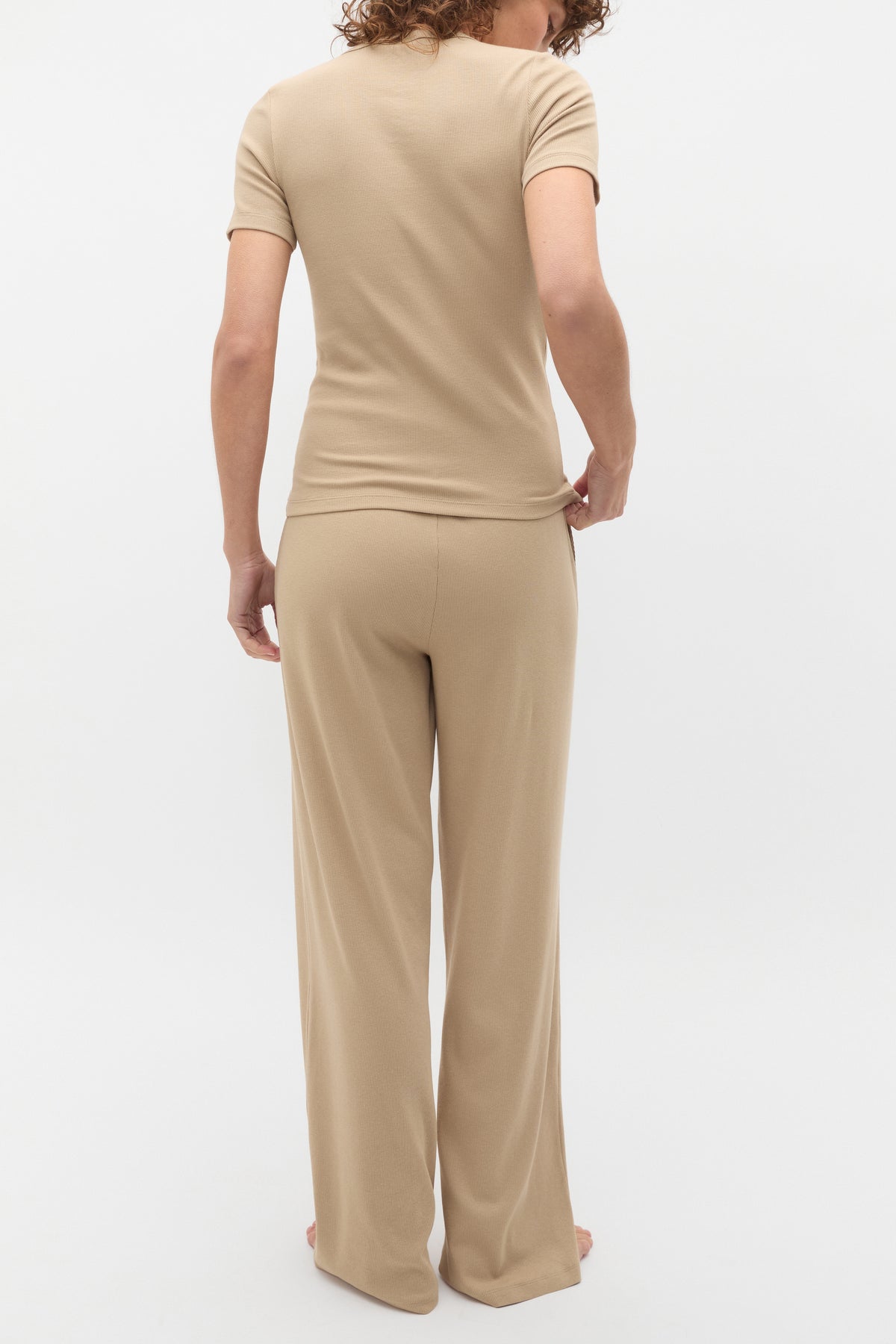 Short Sleeve and Wide Leg Pant PJ Set