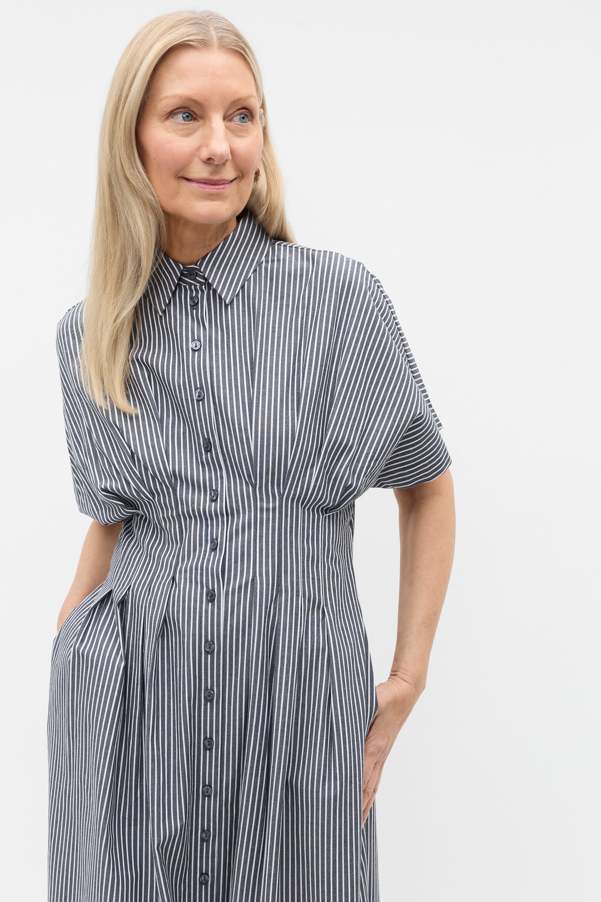 Poplin Stripe Shirt Dress