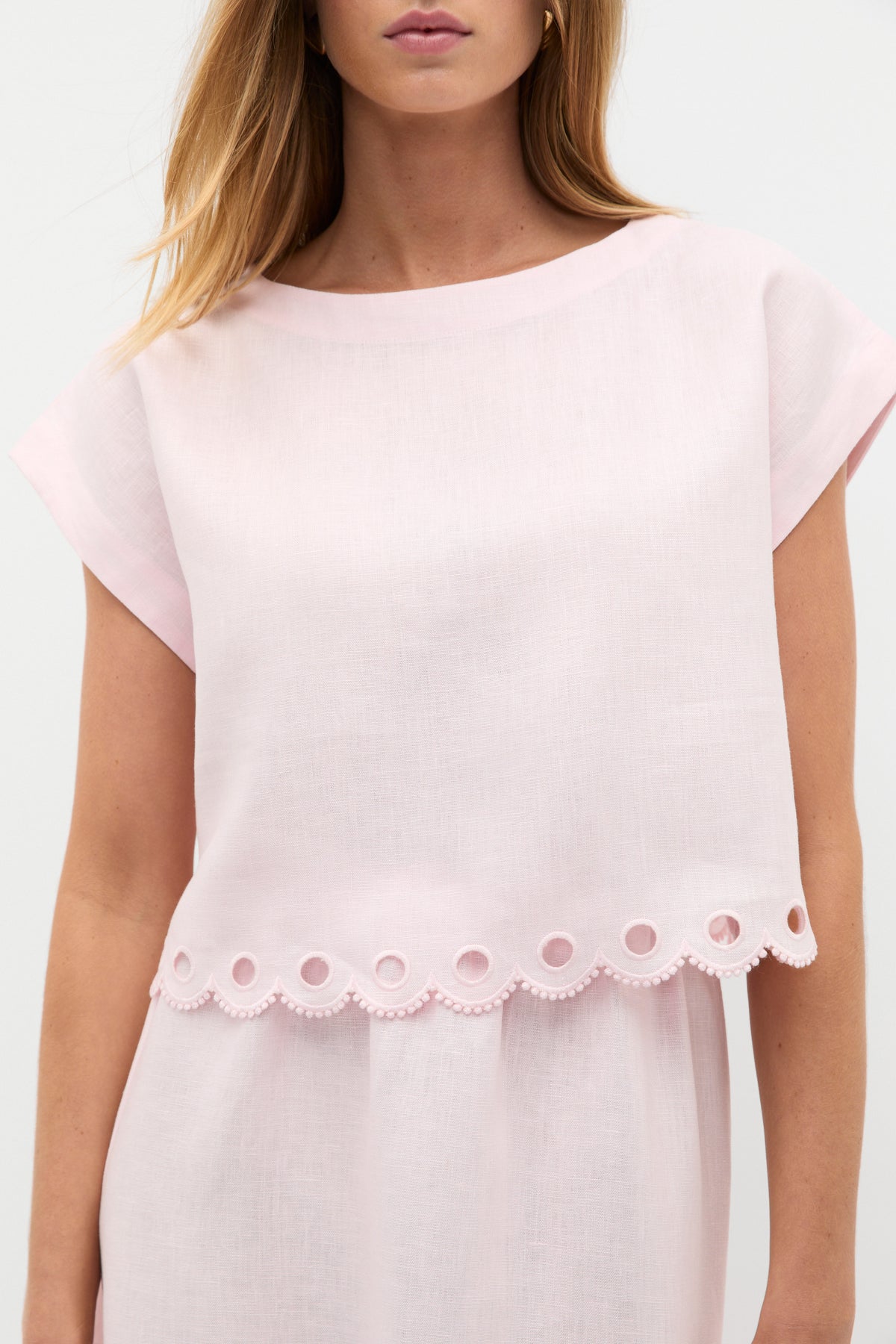 Linen Embroidered Tee