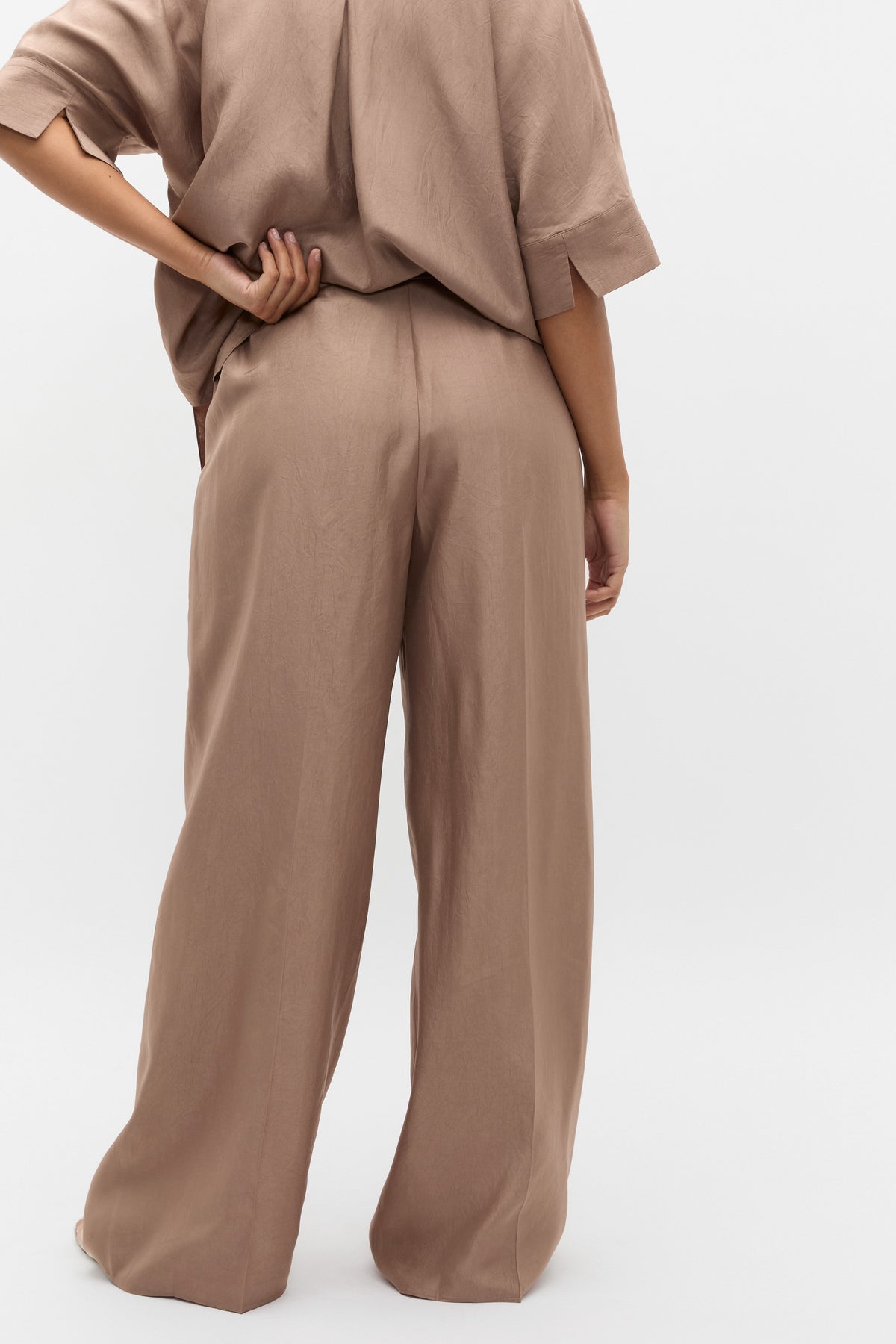 Crinkled Satin Palazzo Pant