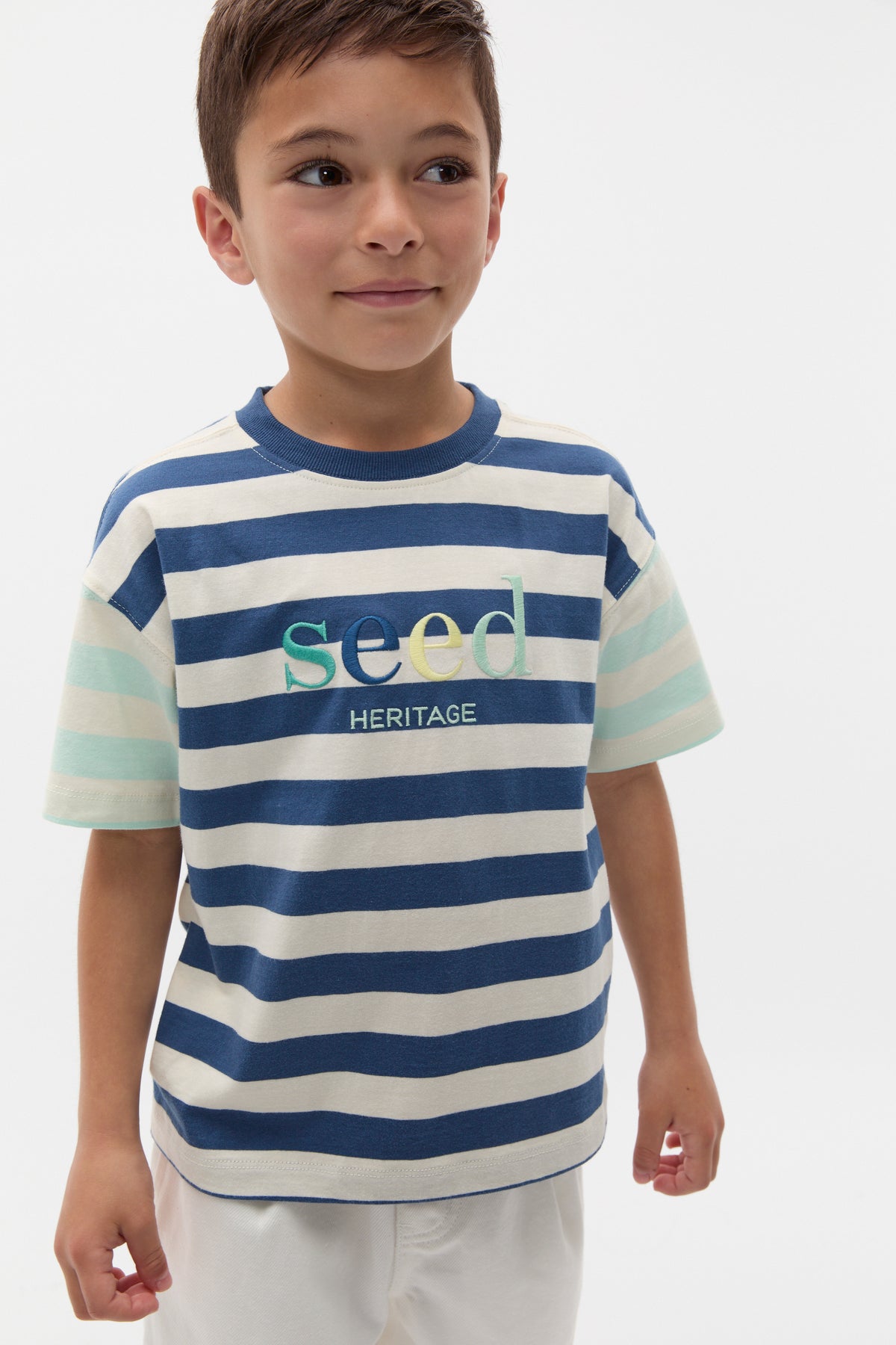 Colourblock Stripe Logo Tee