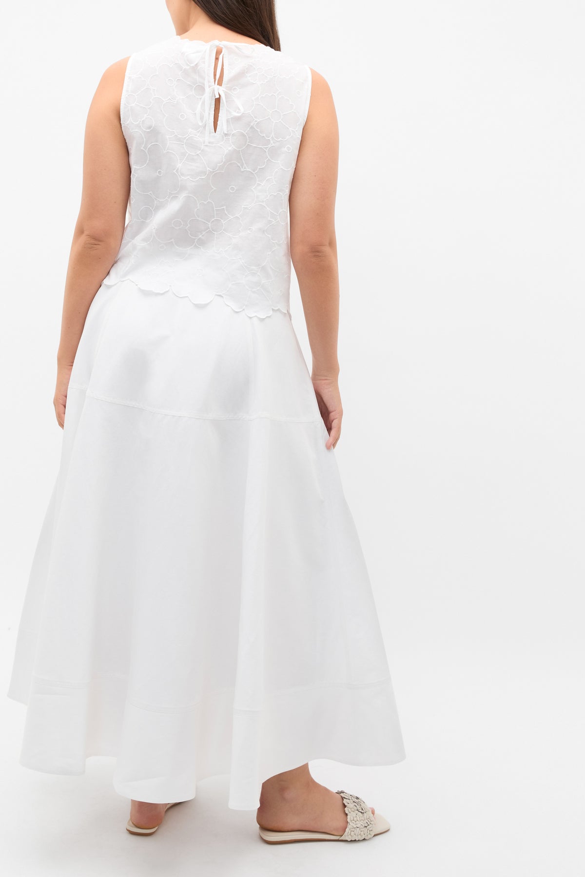 Floral Embroidered Tie Back Shell
