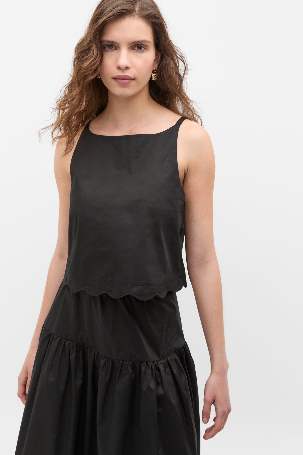 Poplin Scallop Top