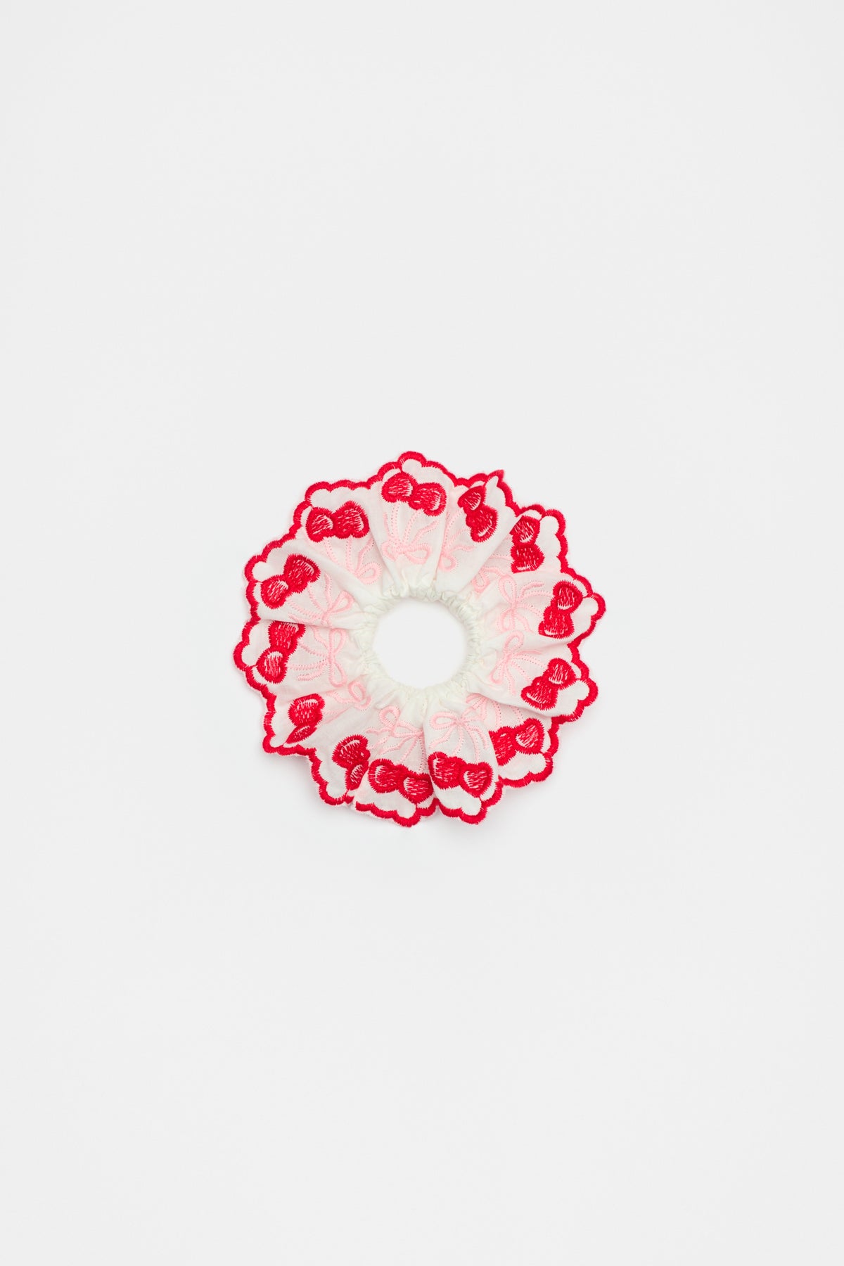 Embroidered Cherry Scrunchie
