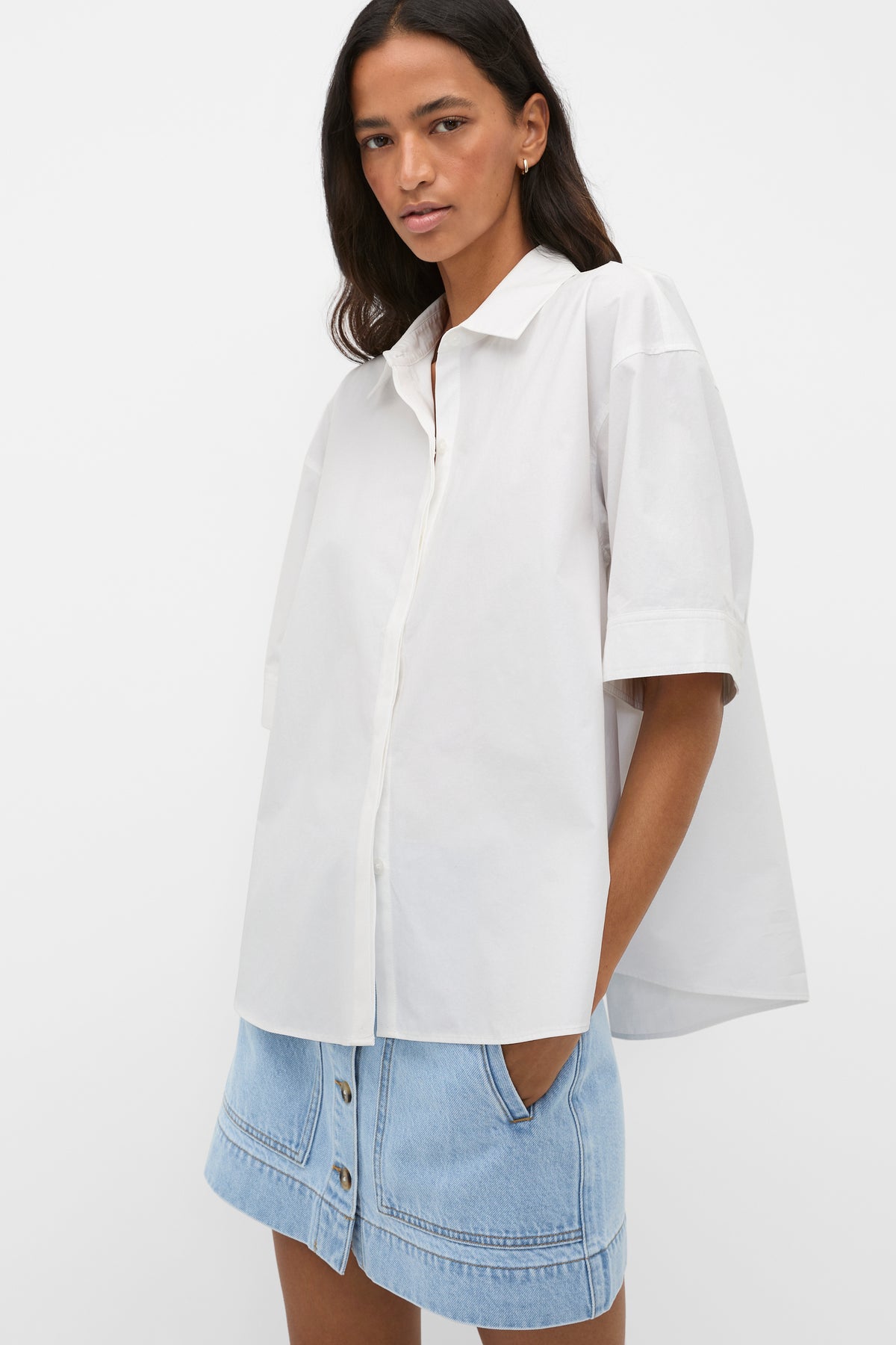 Poplin Pleat Detail Shirt