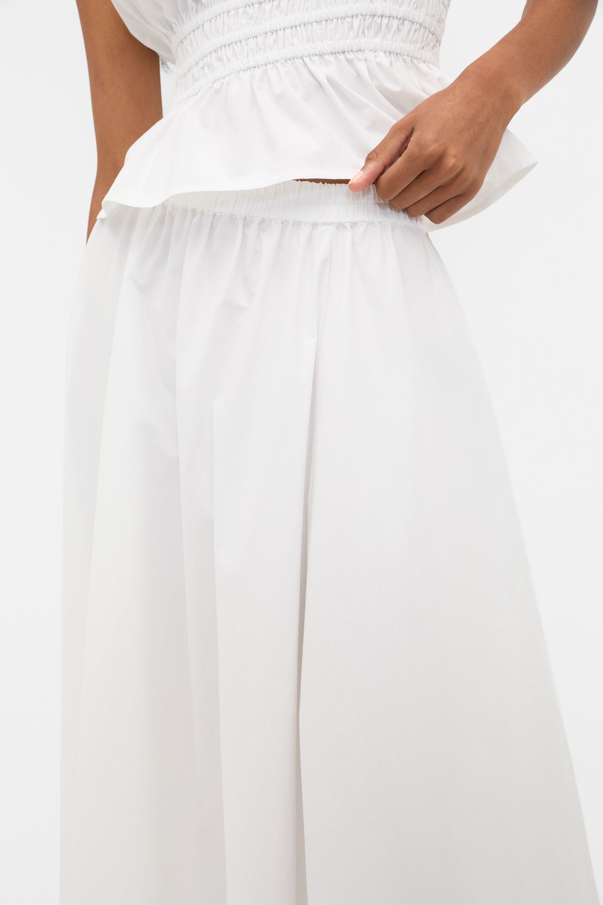 Cotton Poplin Gathered Skirt