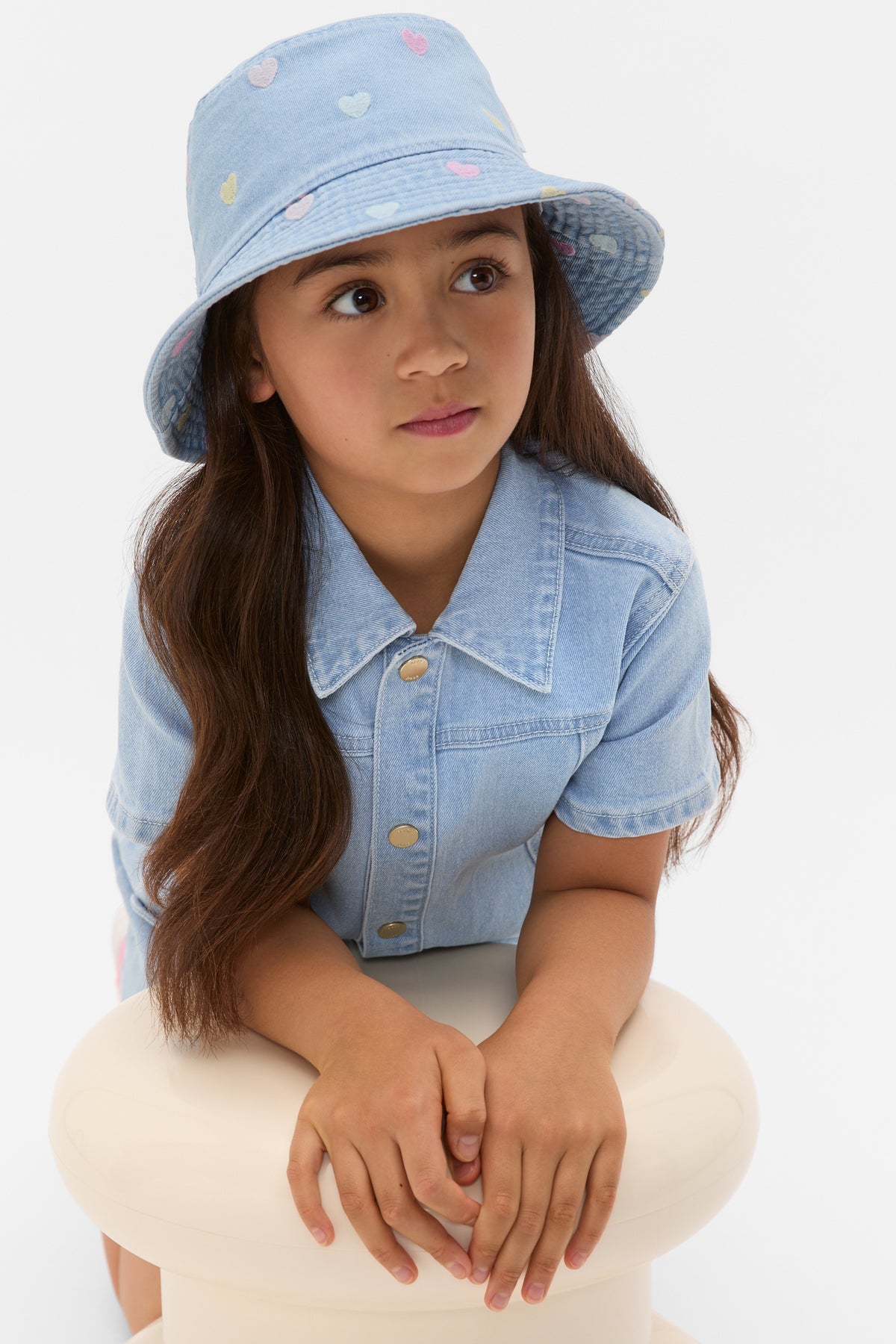 Heart Denim Bucket Hat