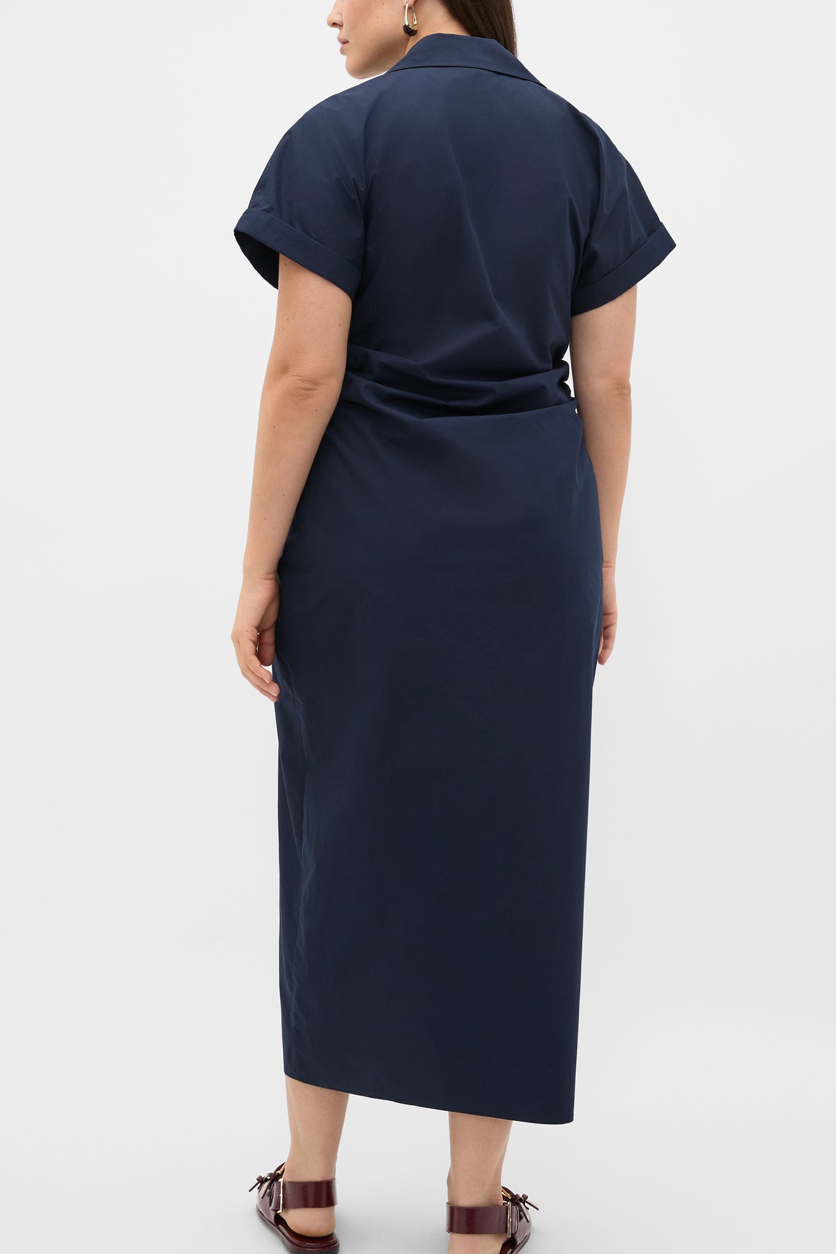 Poplin Ruched Shirt Dress