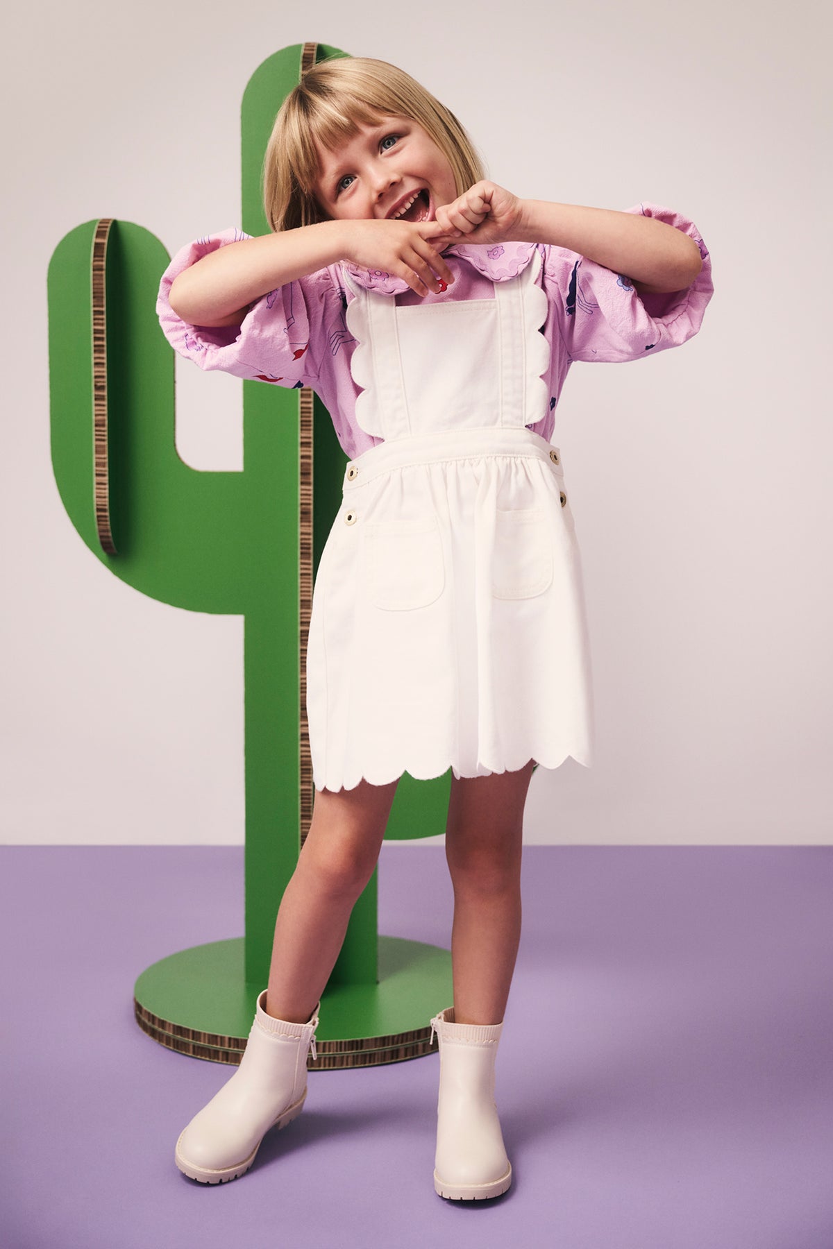 Scallop Denim Pinafore