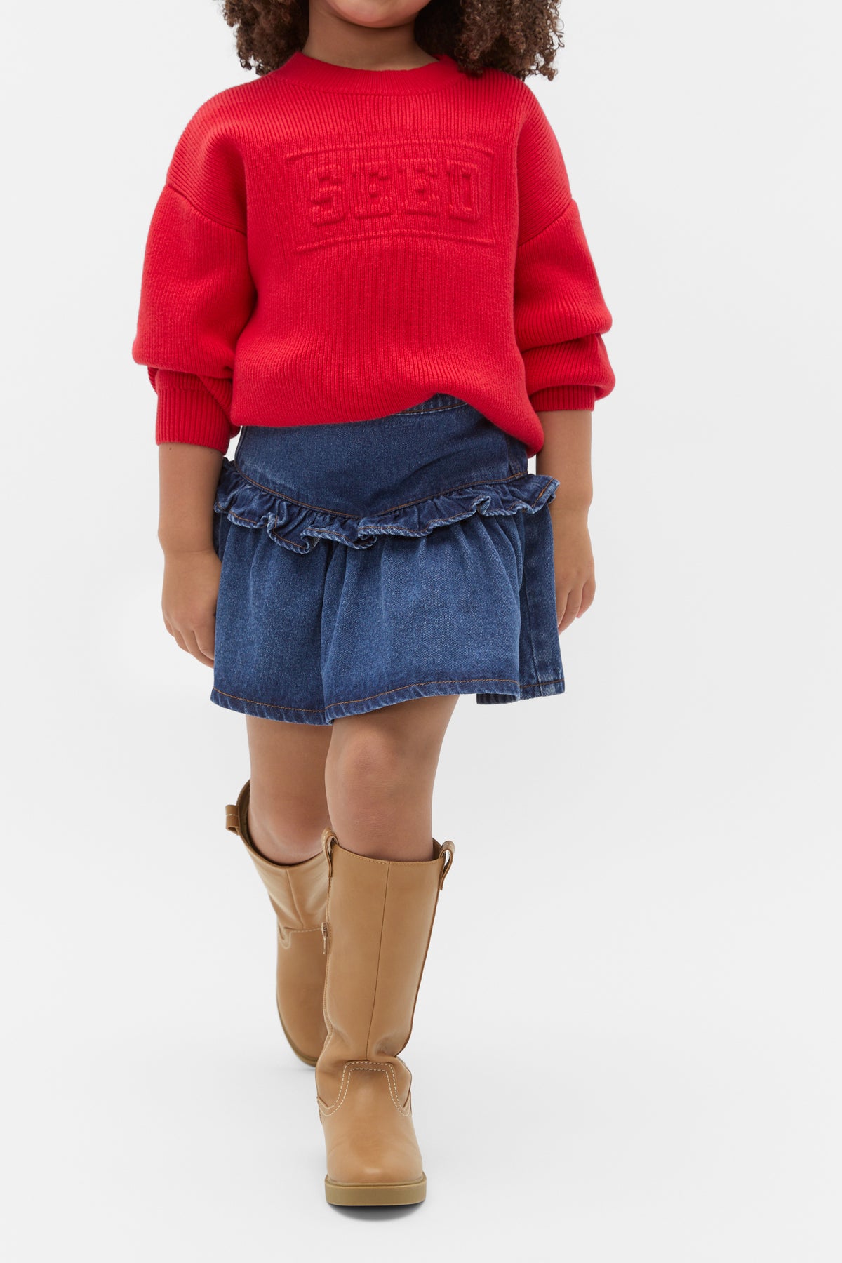Ruffle Denim Skirt