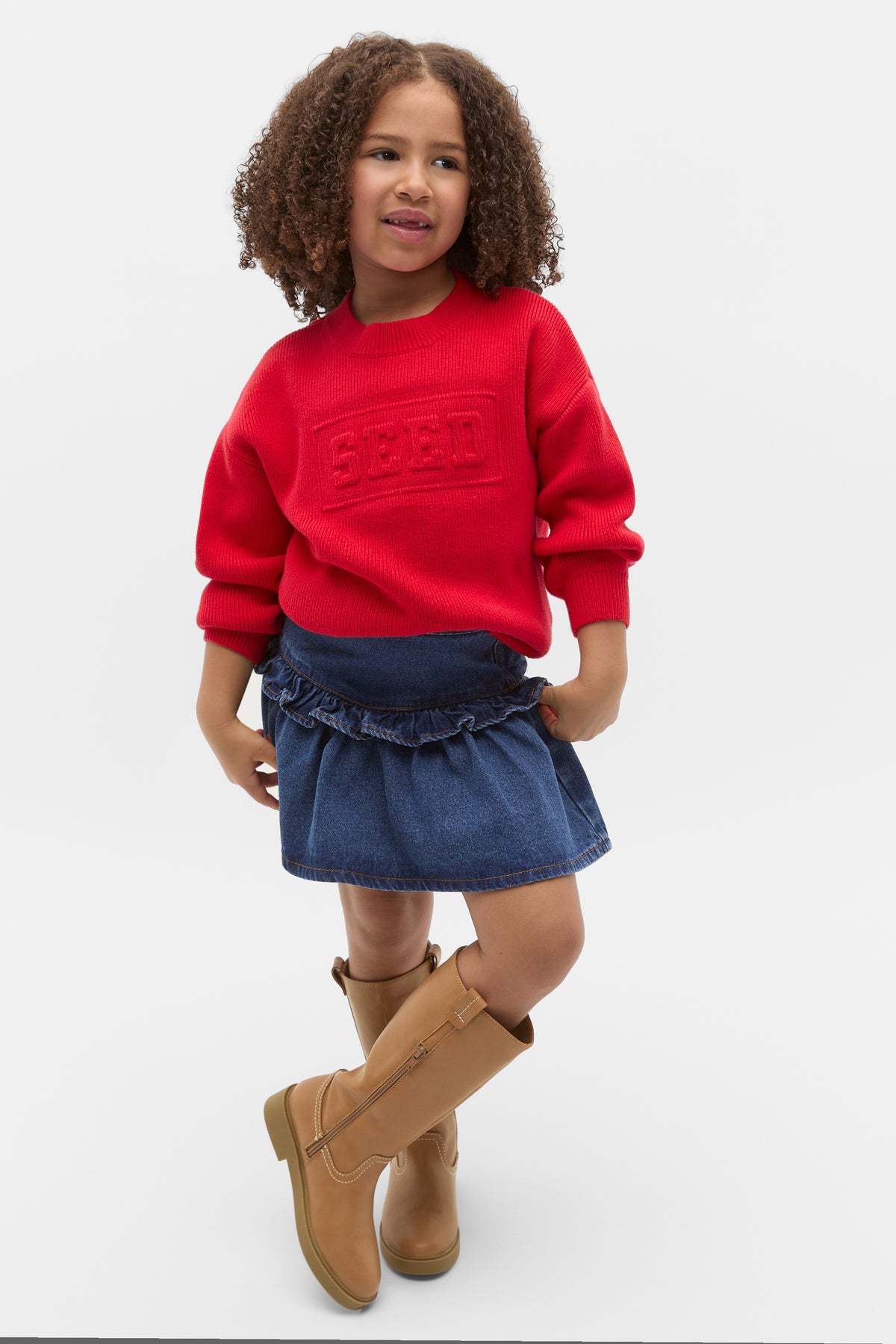 Ruffle Denim Skirt