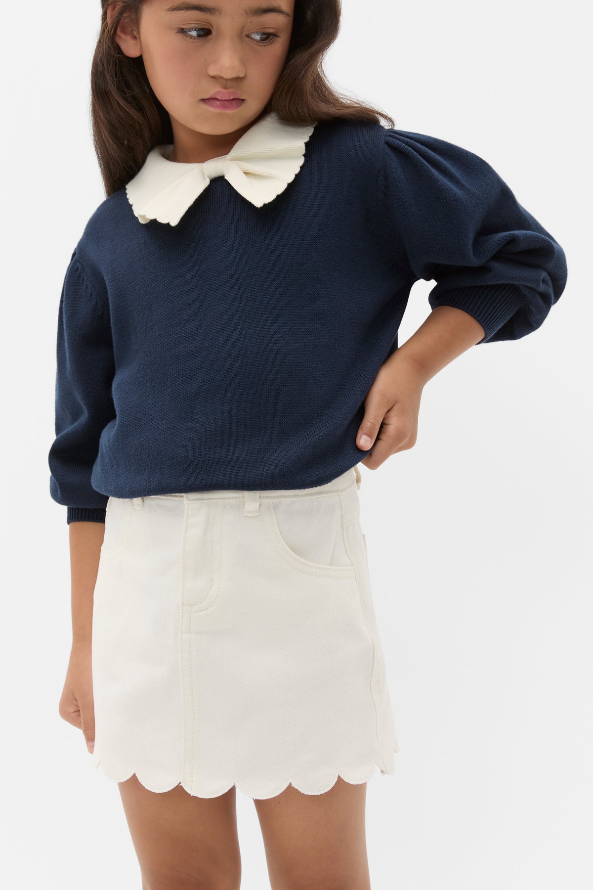 Scallop Denim Skirt