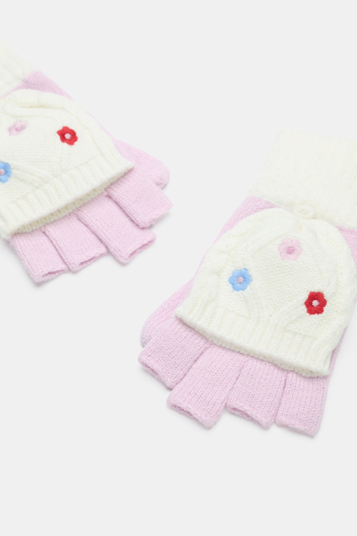 Embroidered Flower Mittens