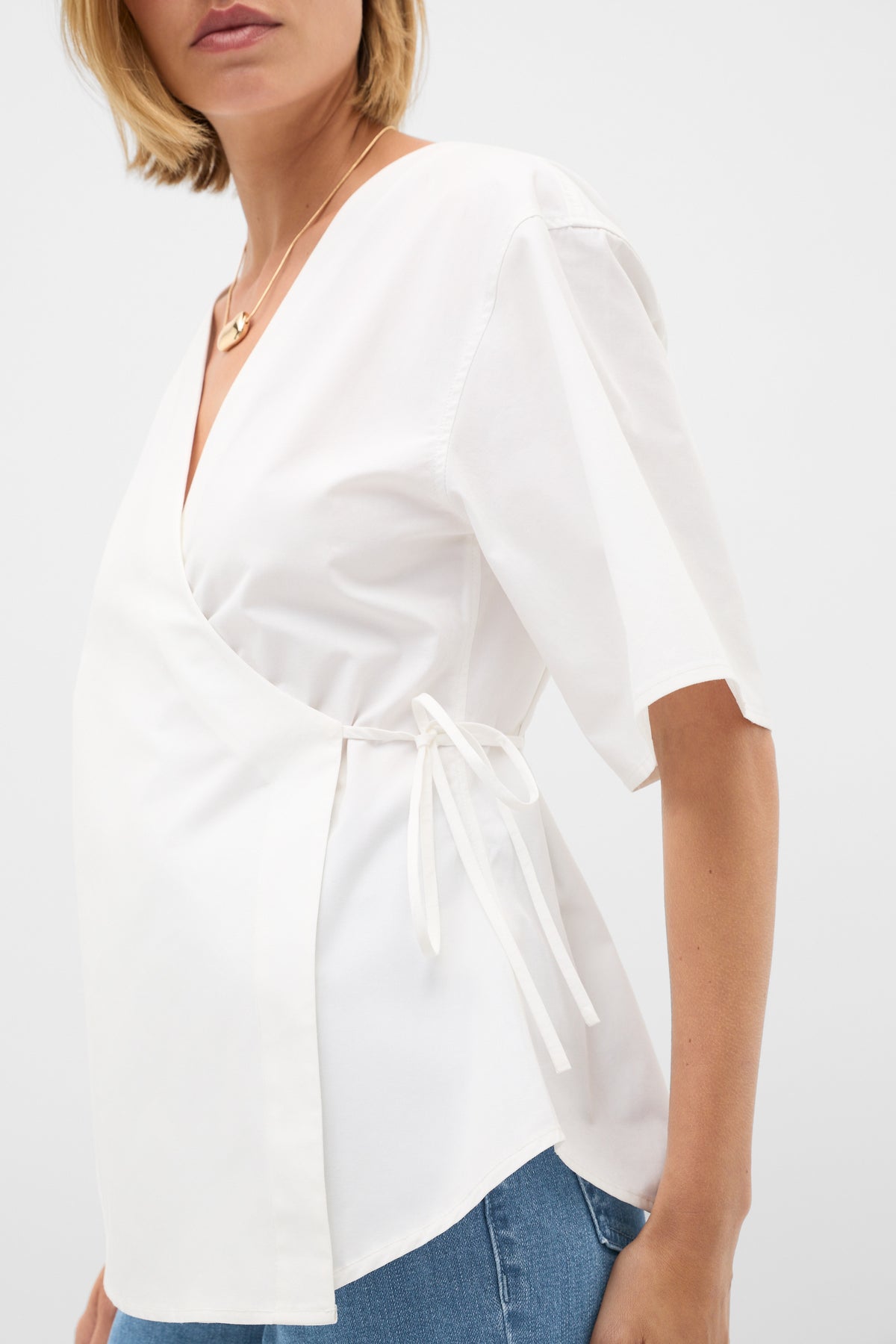 Cotton Poplin Wrap Top