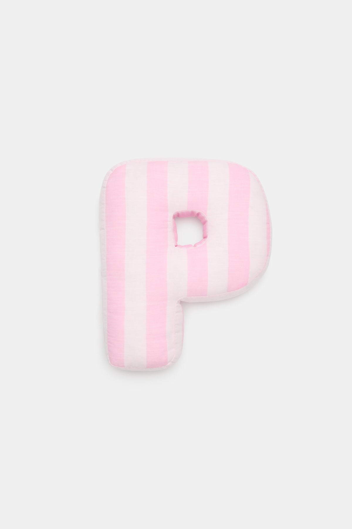 Pink Stripe Initial Cushion