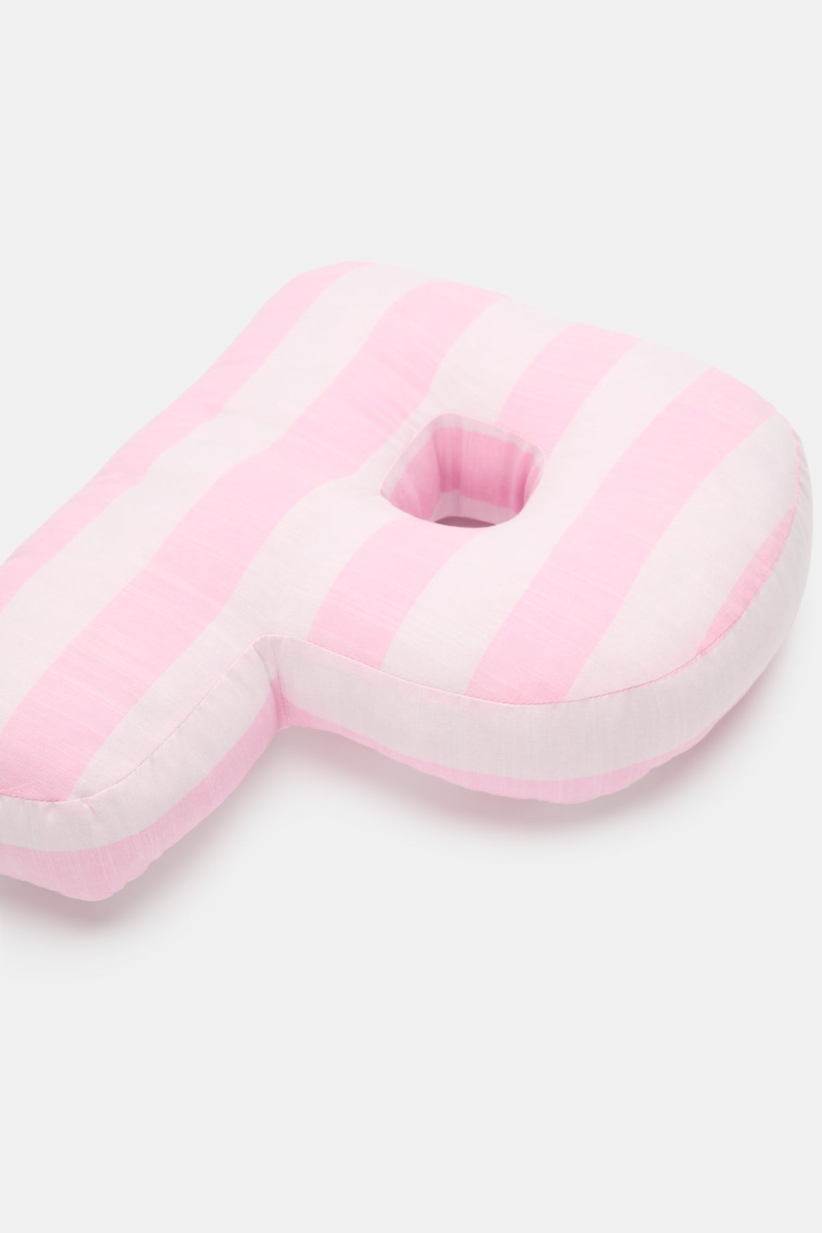 Pink Stripe Initial Cushion