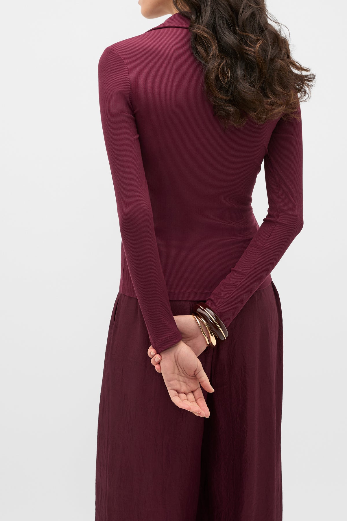 Core Rib Collared Top