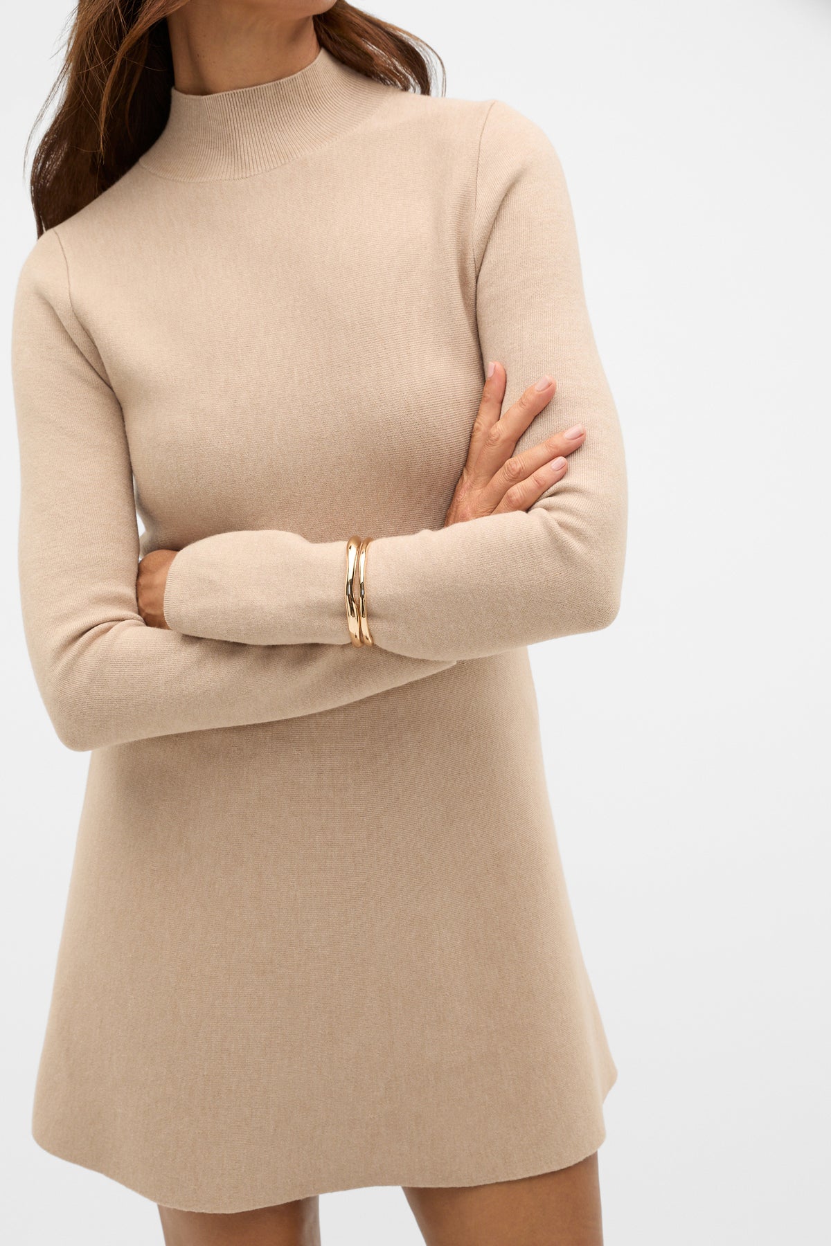 Fluted Knit Mini Dress