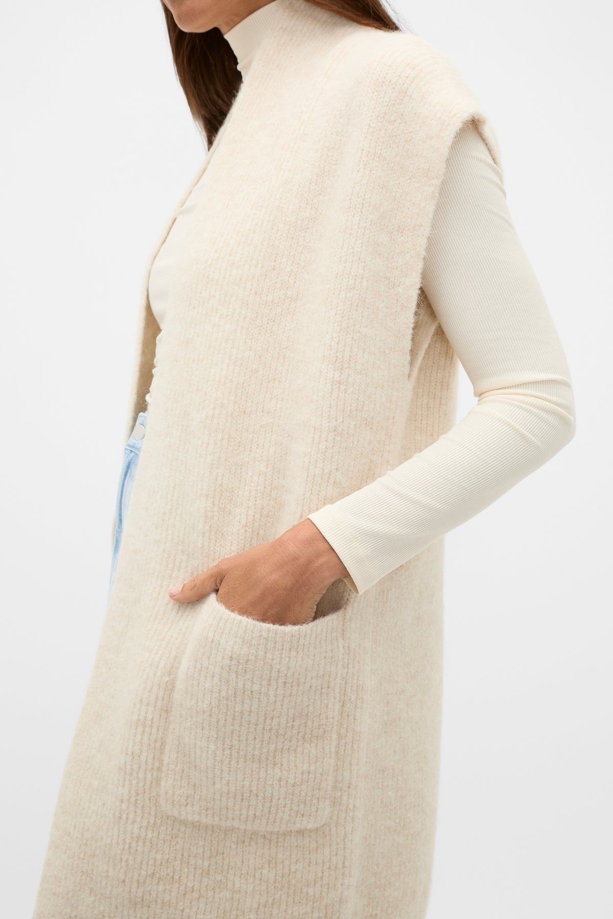 Rib Knit Mid Length Poncho