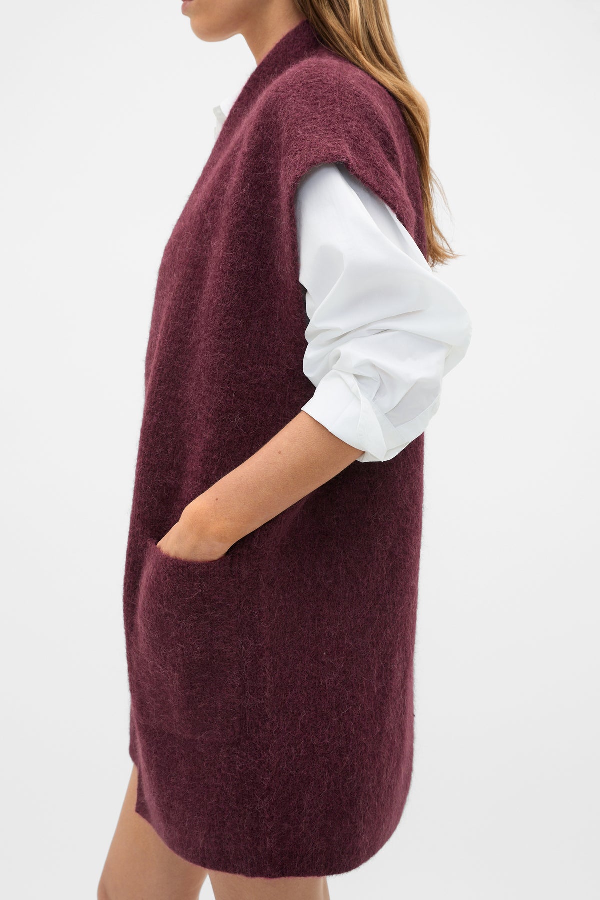 Rib Knit Mid Length Poncho