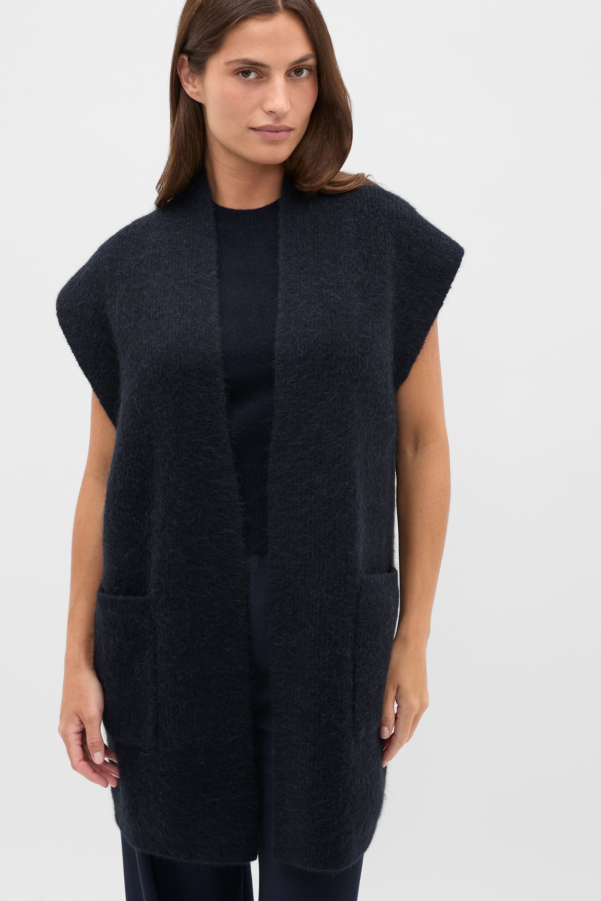 Rib Knit Mid Length Poncho