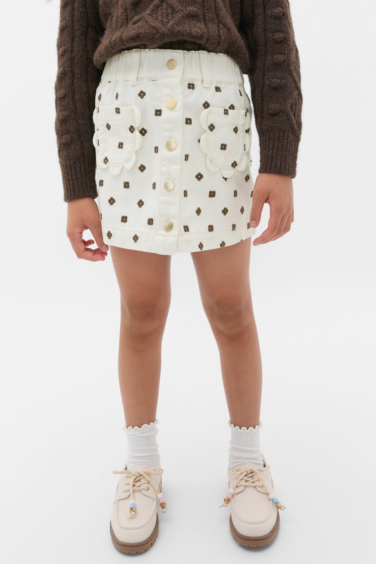 Embroidered Denim Skirt