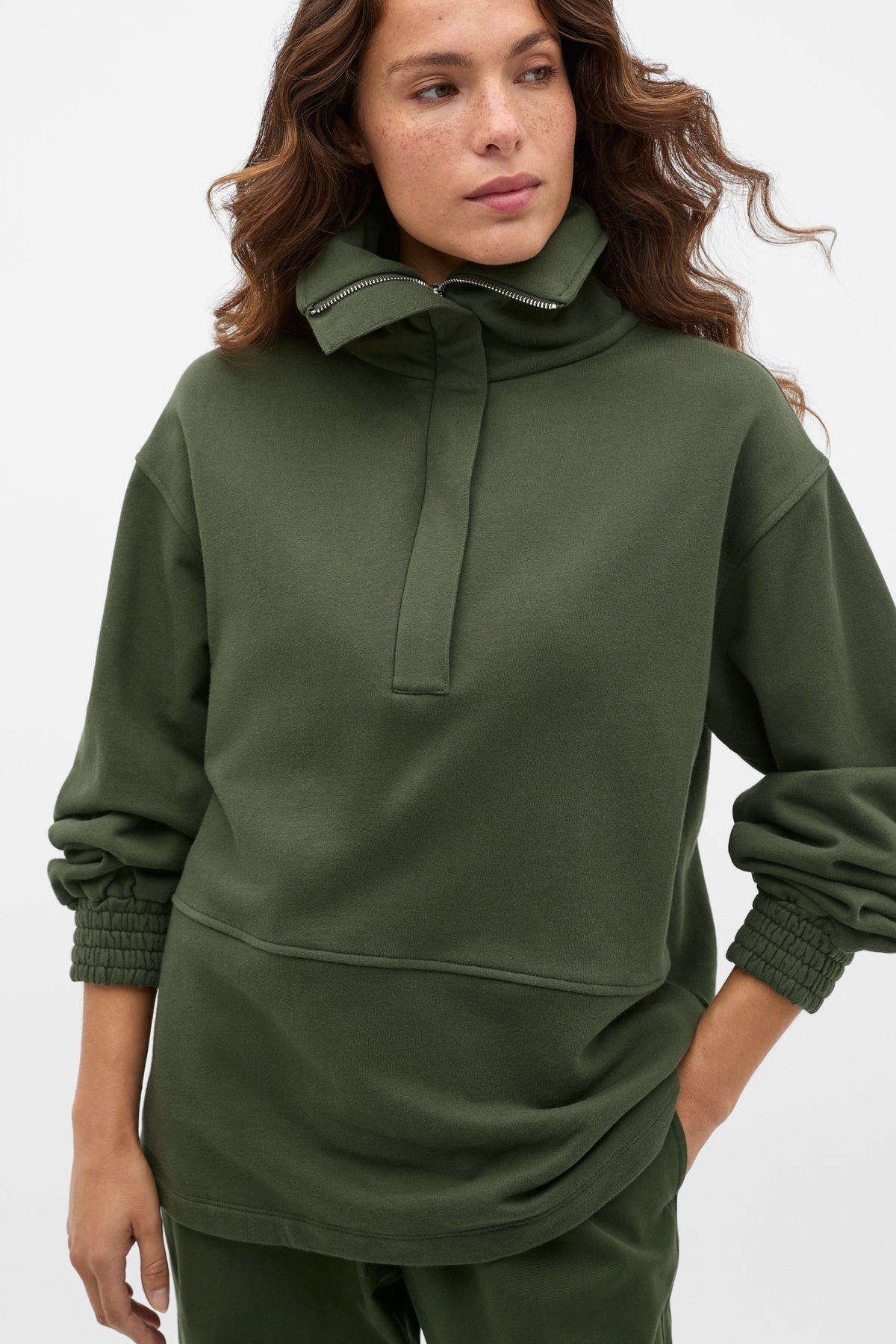 Terry Half Placket Sweat